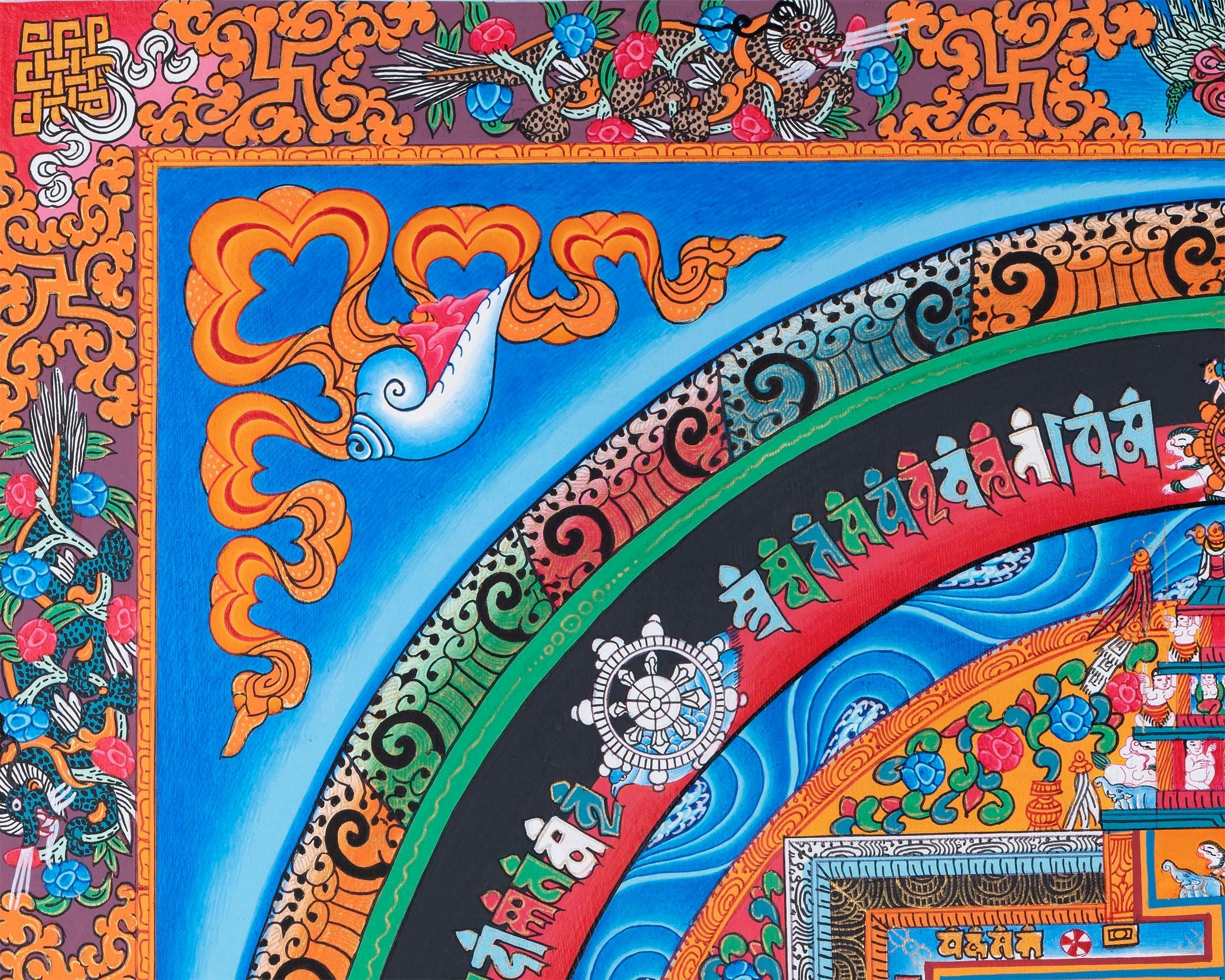 Bordered Kalachakra Mandala | Buddhist Wall Hanging