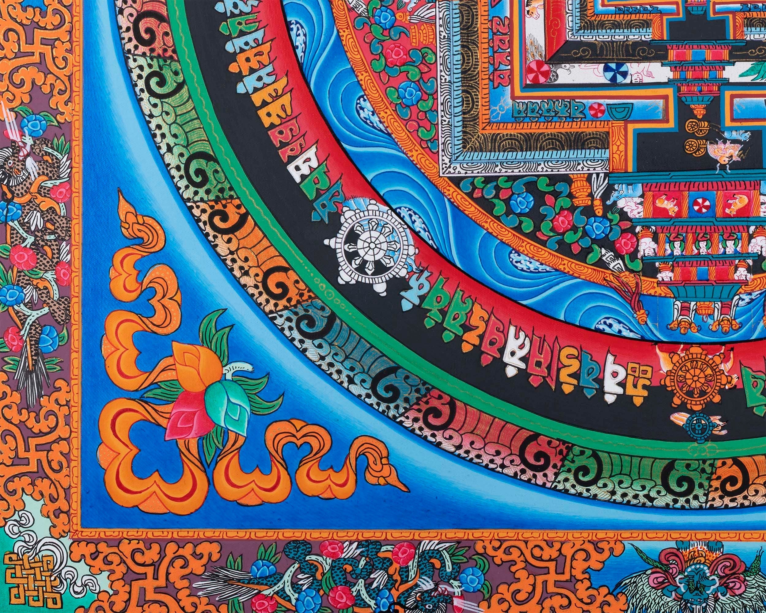 Bordered Kalachakra Mandala | Buddhist Wall Hanging