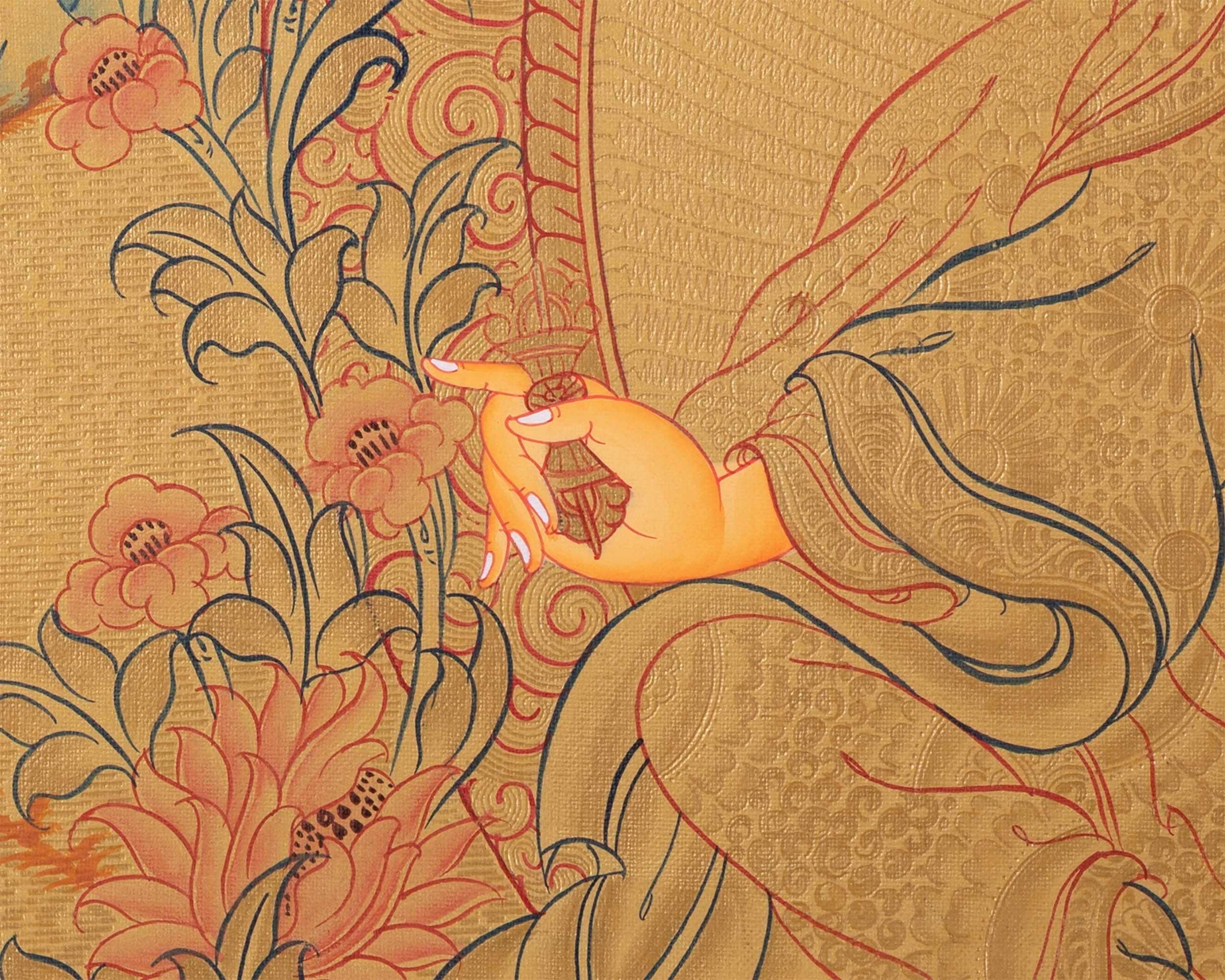 Original Hand painted Guru Rinpoche Thangka | Spiritual Art for Yoga meditation