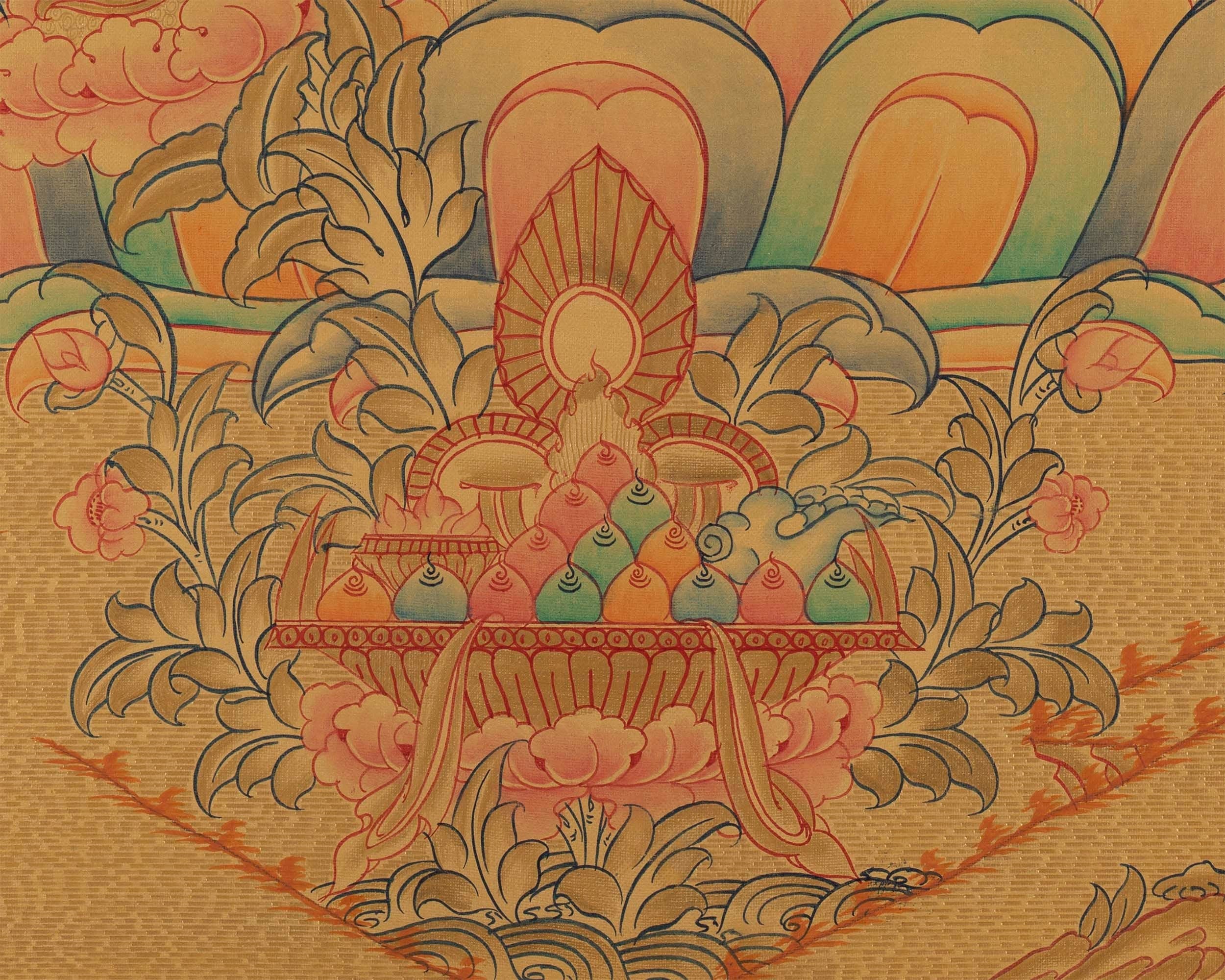 Original Hand painted Guru Rinpoche Thangka | Spiritual Art for Yoga meditation