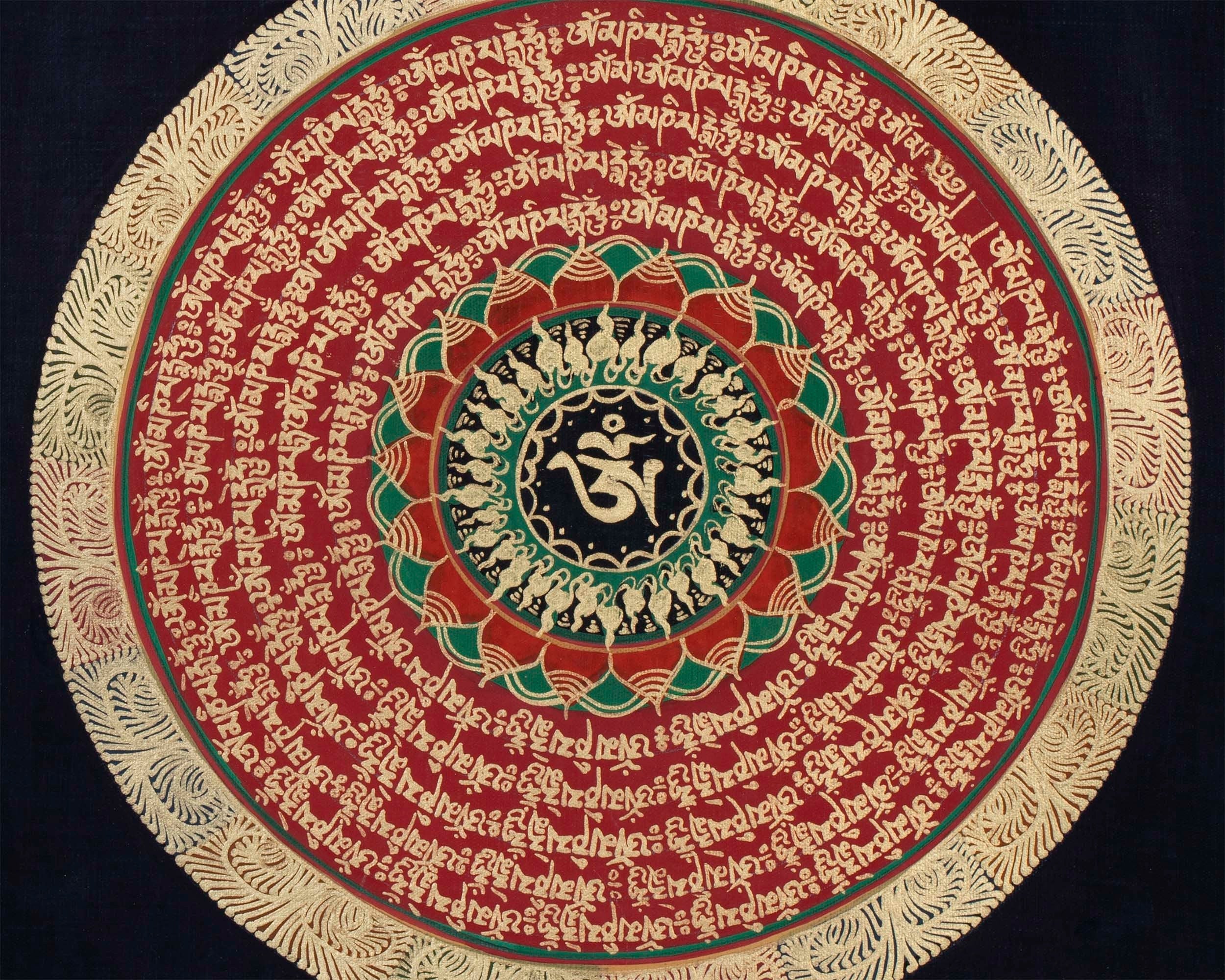 Universal Om Mantra Mandala Thangka | Traditional Buddhist Handpainted Art | Wall Decors