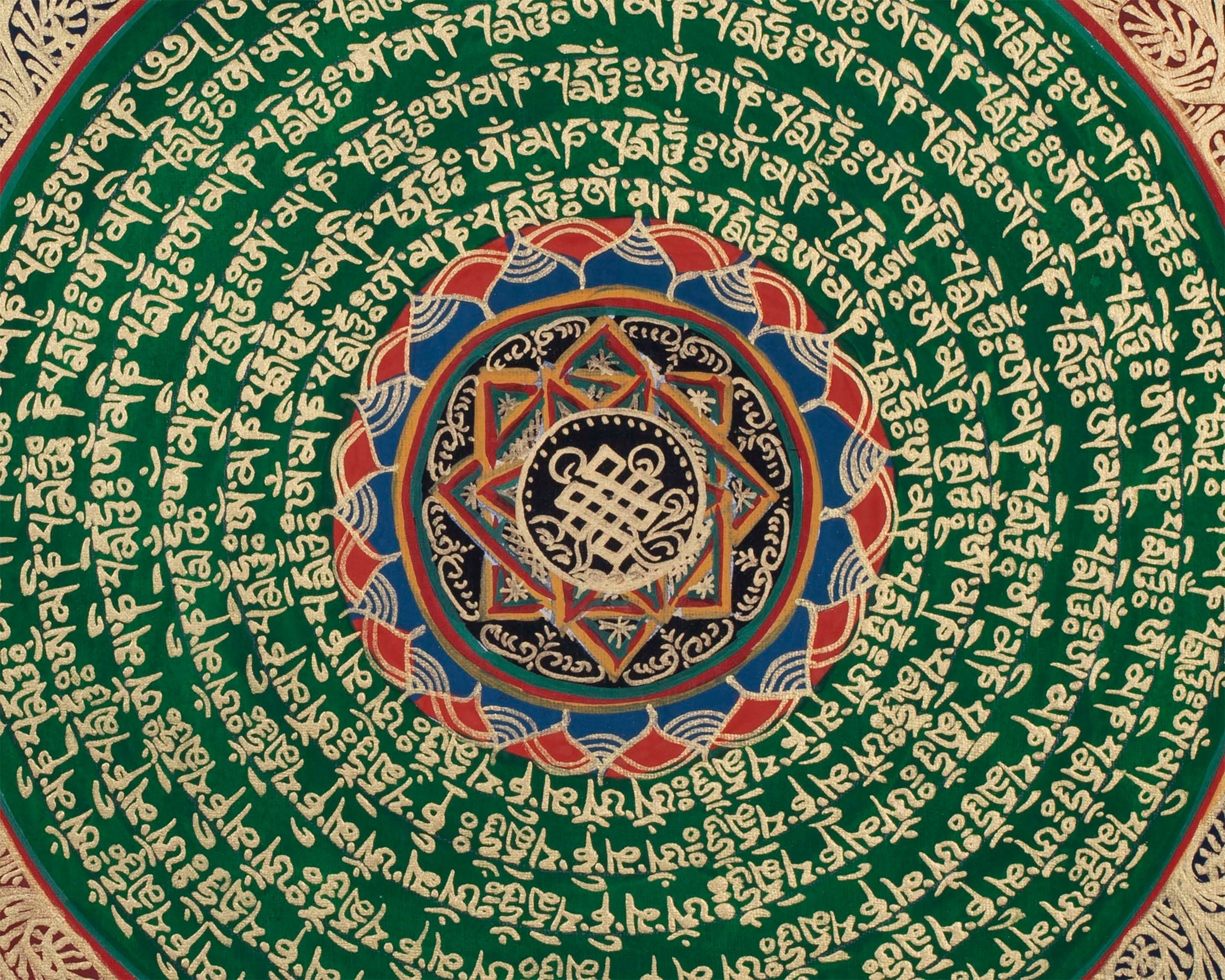 Endless Knot Mantra Thangka | Traditional Mandala Art | Wall Hanging Decoration