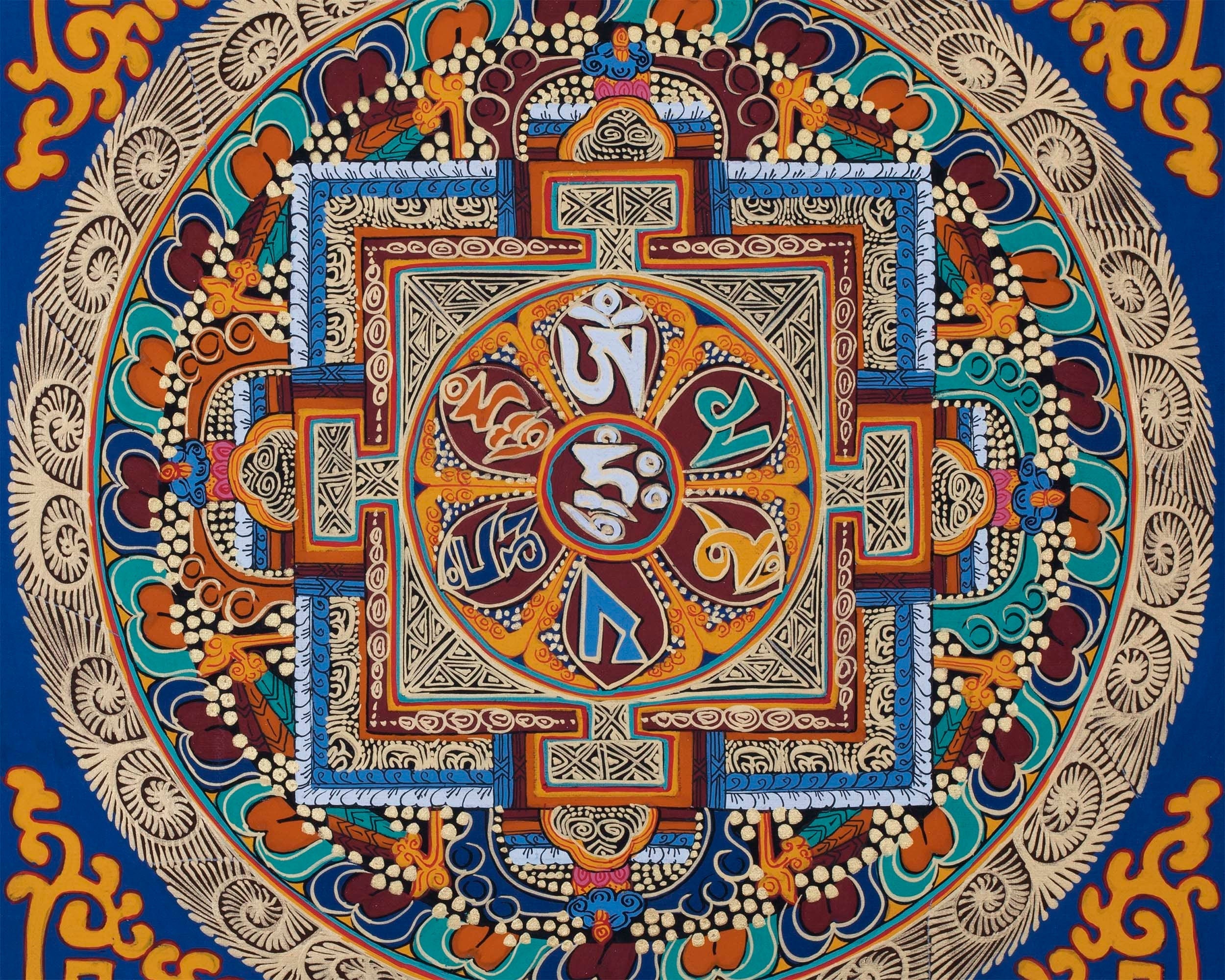 Hum Mandala Thangka | Wall Hanging Yoga Meditation Canvas Art