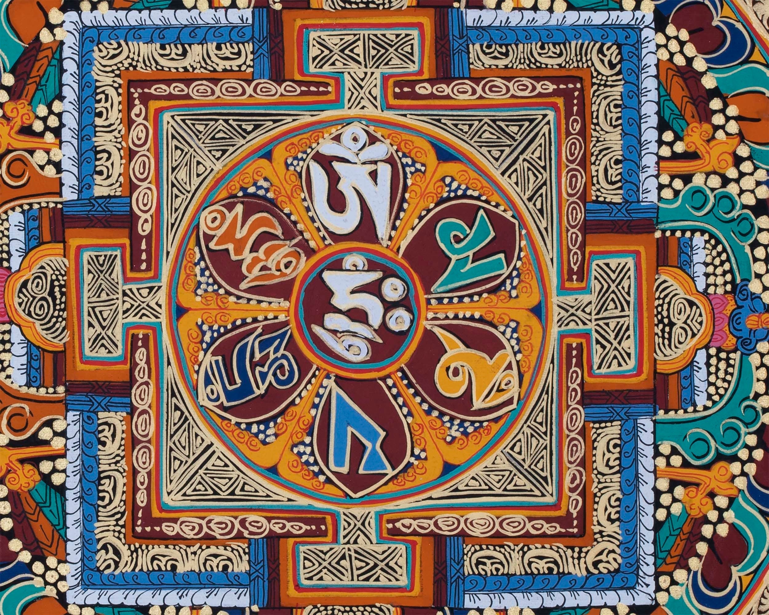 Hum Mandala Thangka | Wall Hanging Yoga Meditation Canvas Art