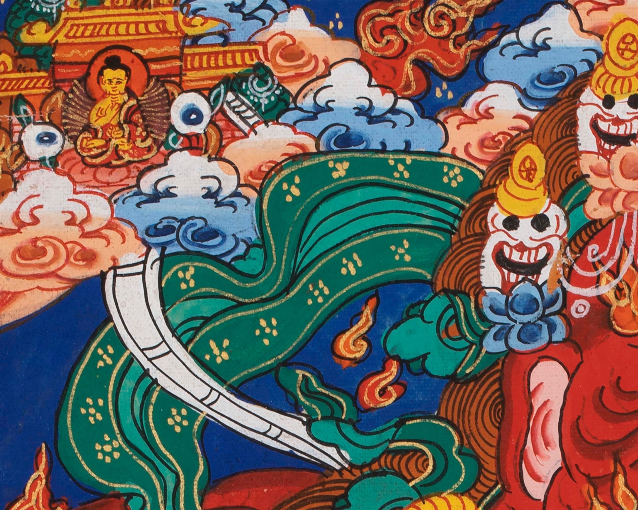 Original Hand Painted Wheel of Life Thangka | Wall Hanging Decoration for Positivity | Tibetan Thangka Art Painting for Yoga And Meditation