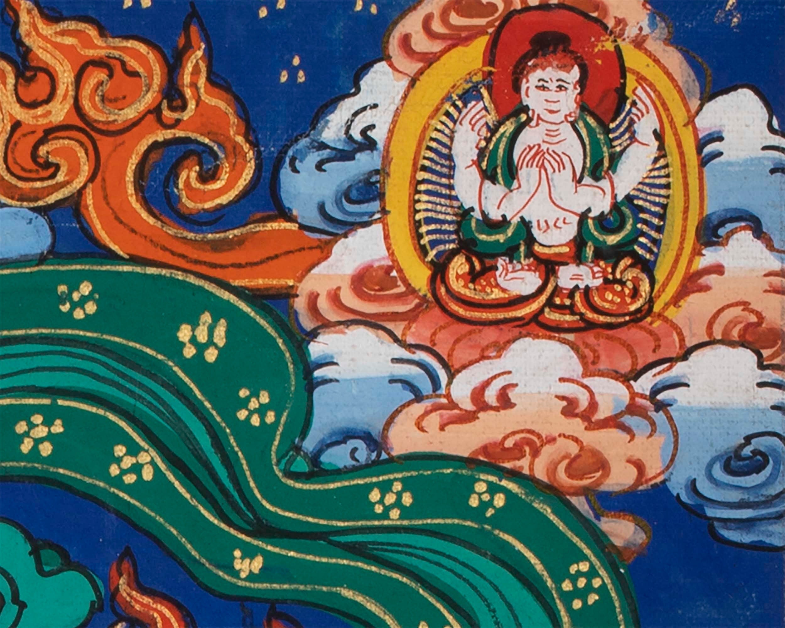 Original Hand Painted Wheel of Life Thangka | Wall Hanging Decoration for Positivity | Tibetan Thangka Art Painting for Yoga And Meditation