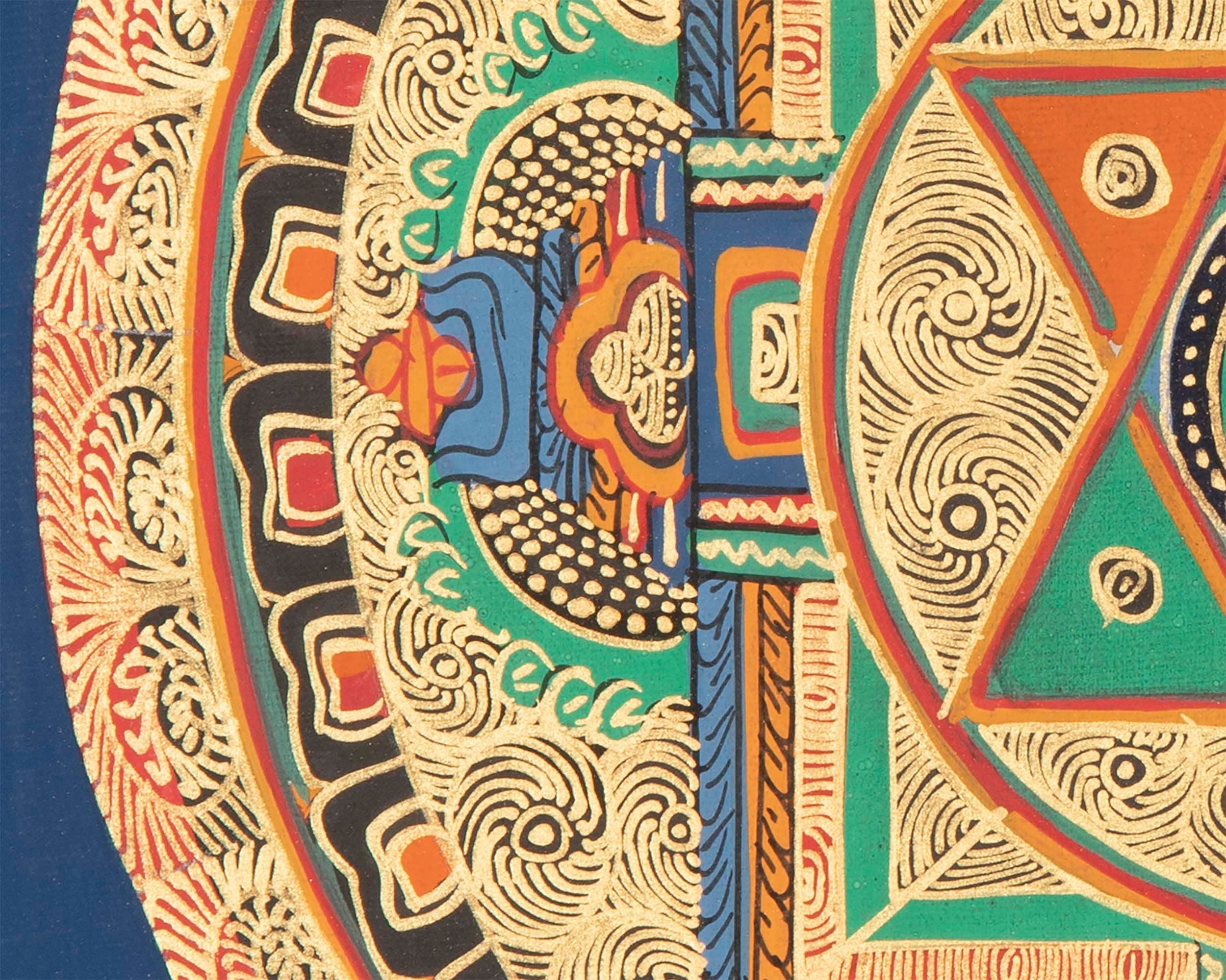 Spiritual Mantra Mandala Thangka | Handpainted Buddhist Artwork | Religious Wall Decor