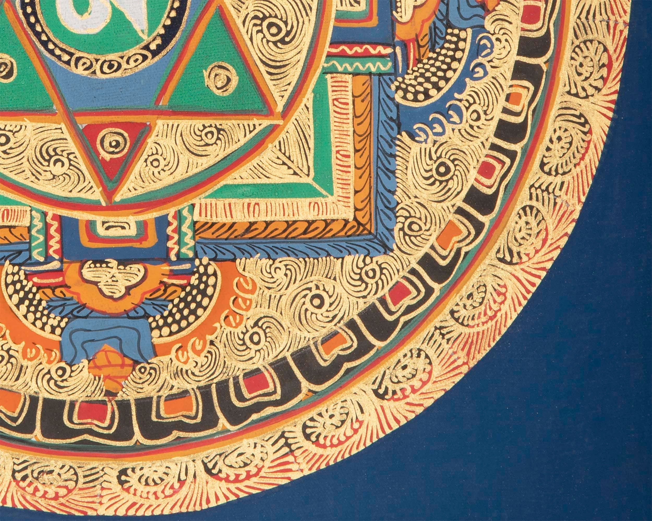 Spiritual Mantra Mandala Thangka | Handpainted Buddhist Artwork | Religious Wall Decor