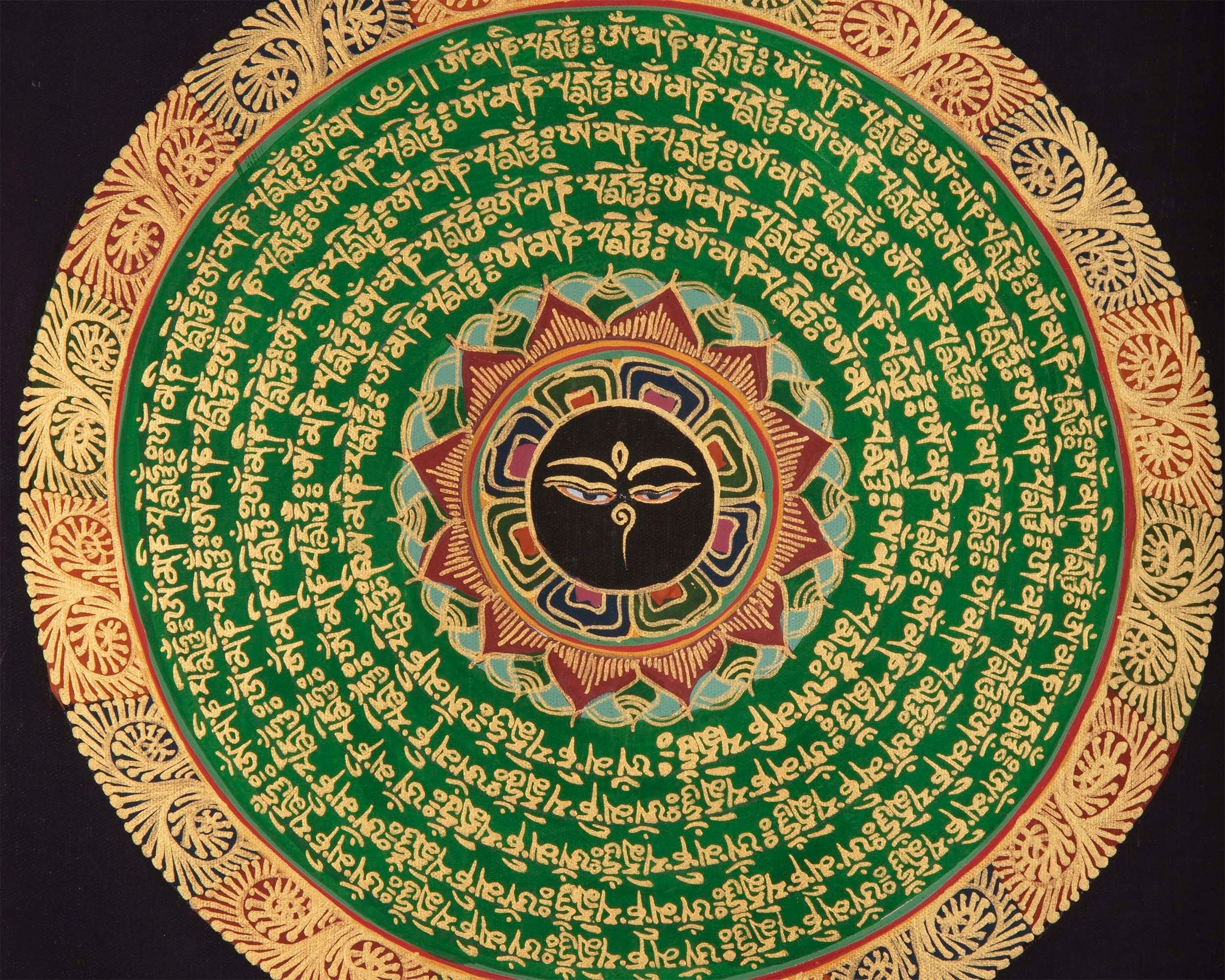 Green Mandala Thangka | Hand Painted Tibetan thangka