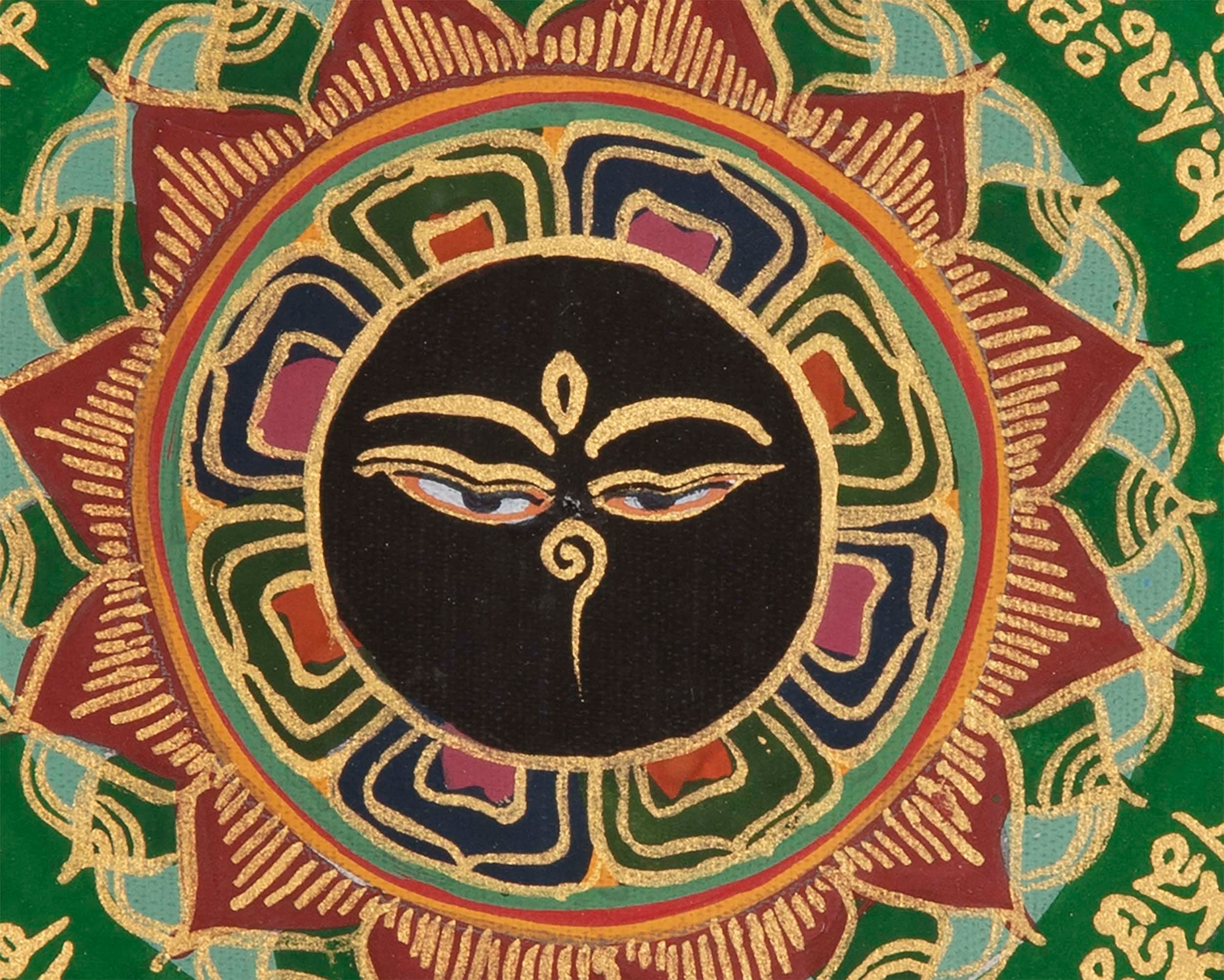 Green Mandala Thangka | Hand Painted Tibetan thangka