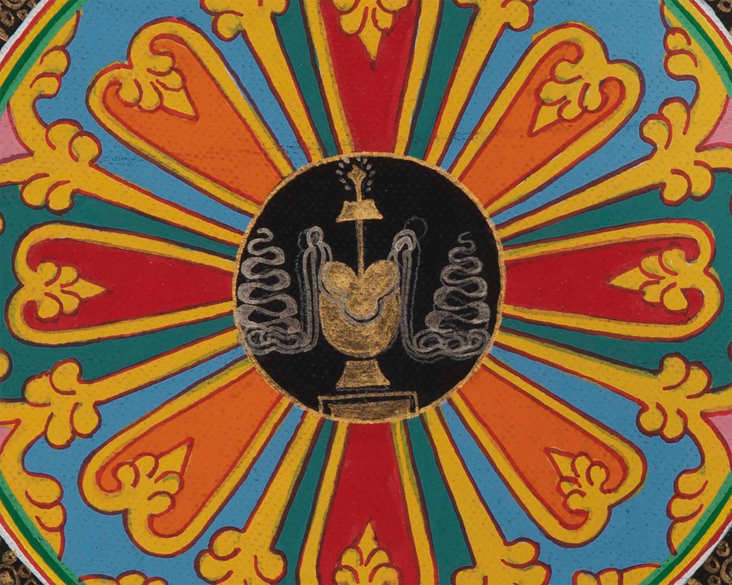 Auspicious Symbols Gold Mandala | Tibetan Wall Decoration Painting