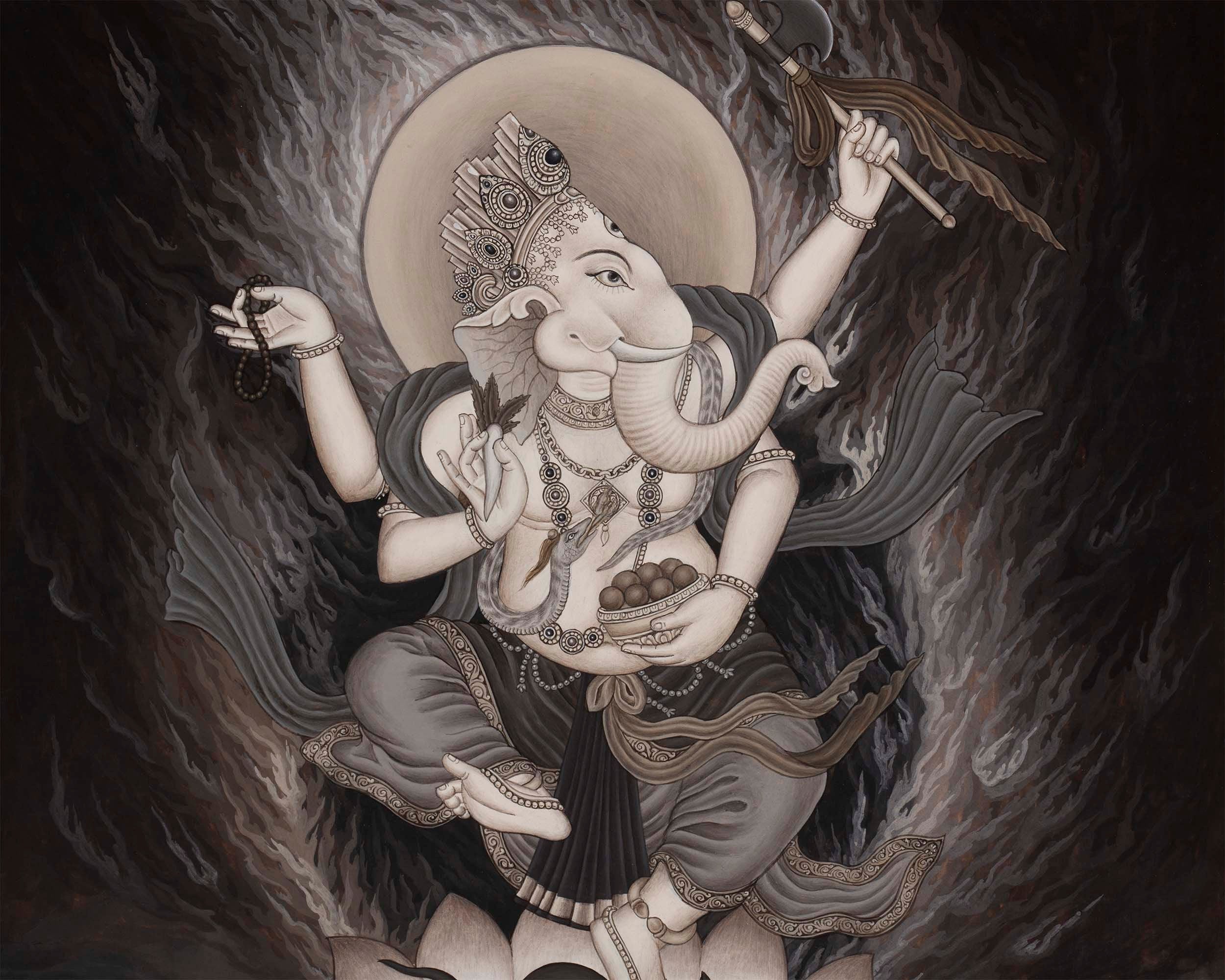 Ganesha Thangka | Hindu Deity Art | Wall Hanging Decorations