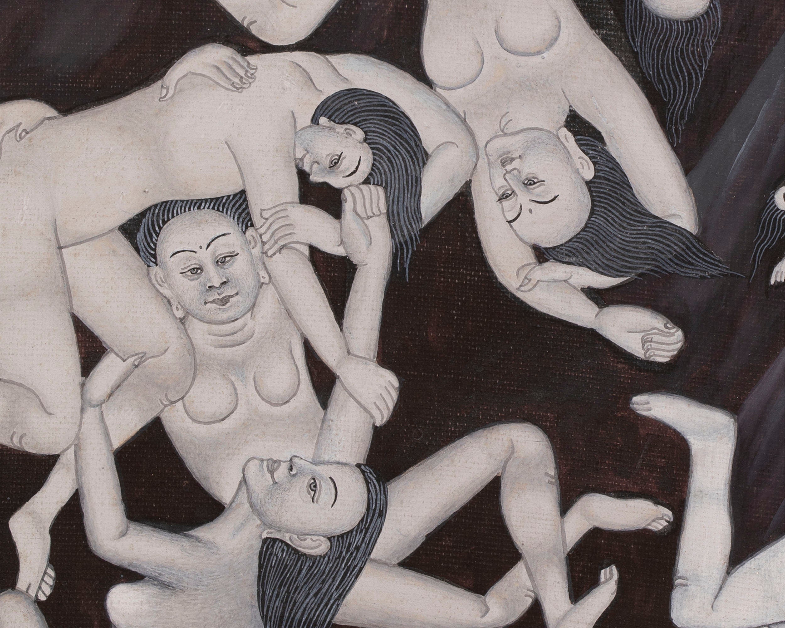 Padmapani Avalokiteshvara Thangka Painting | Black and White Buddhist Art