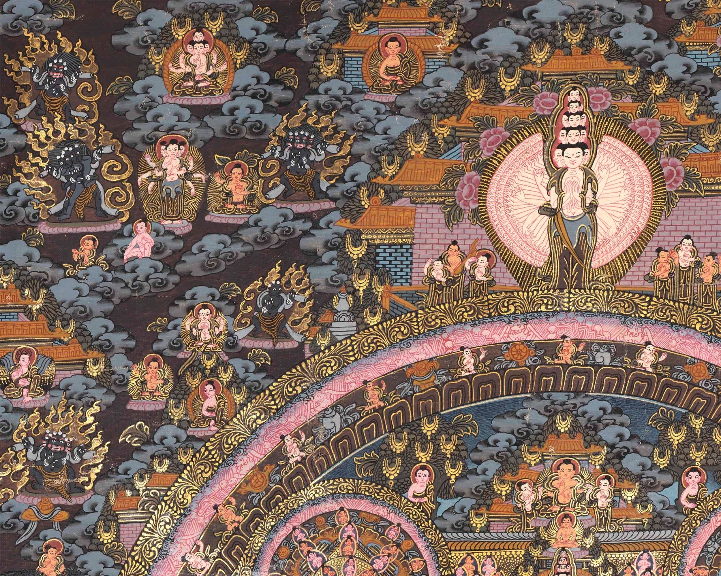 Buddha Mandala Thangka | Original Vintage Mandala with Brocade