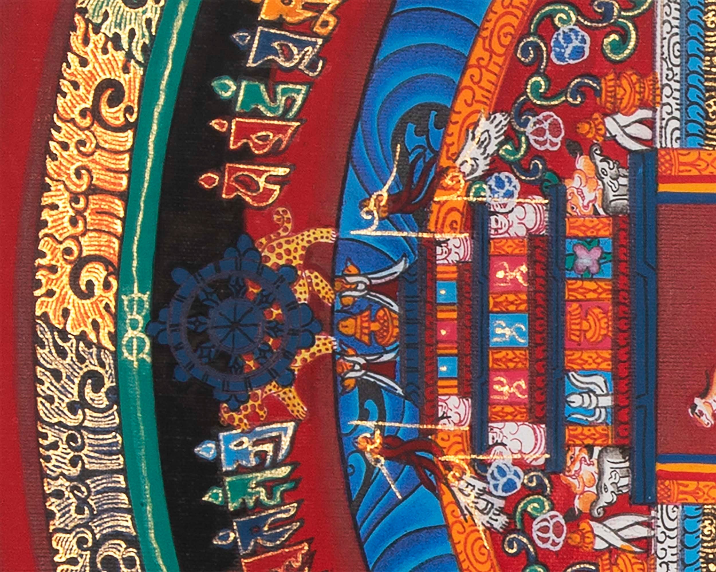 Religious Kalchakra Mandala | Thangka Art From Nepal | Wall Decors