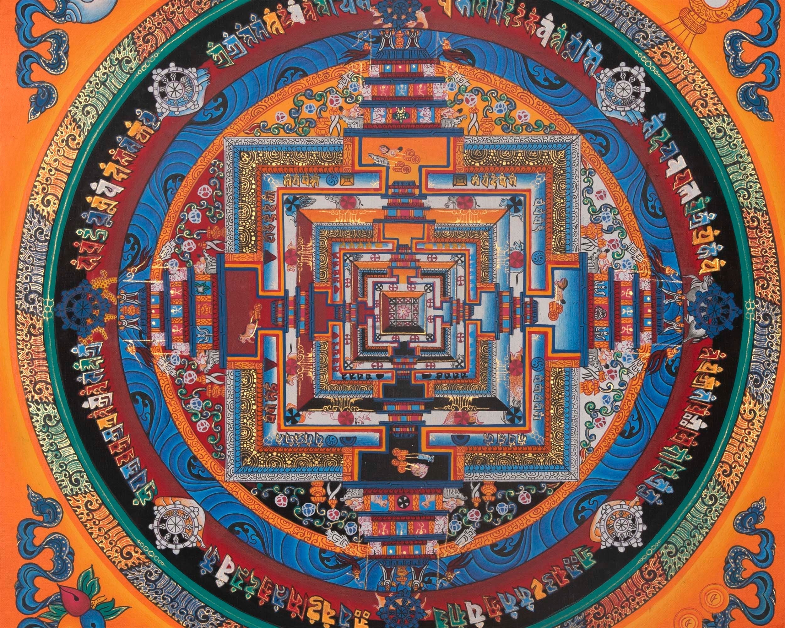 Buddhist Kalachakra Mandala Thangka | Handpainted Religious Artwork | Wall Hanging Decor