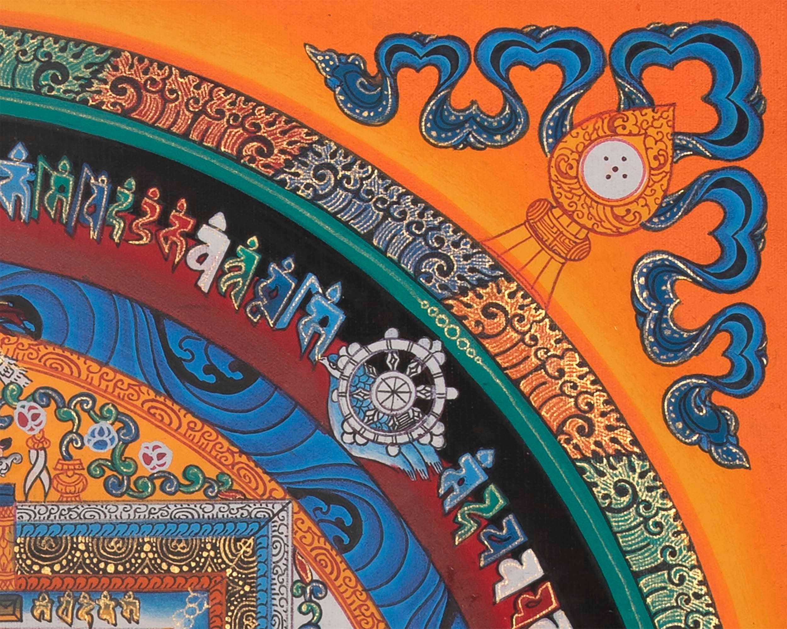 Buddhist Kalachakra Mandala Thangka | Handpainted Religious Artwork | Wall Hanging Decor