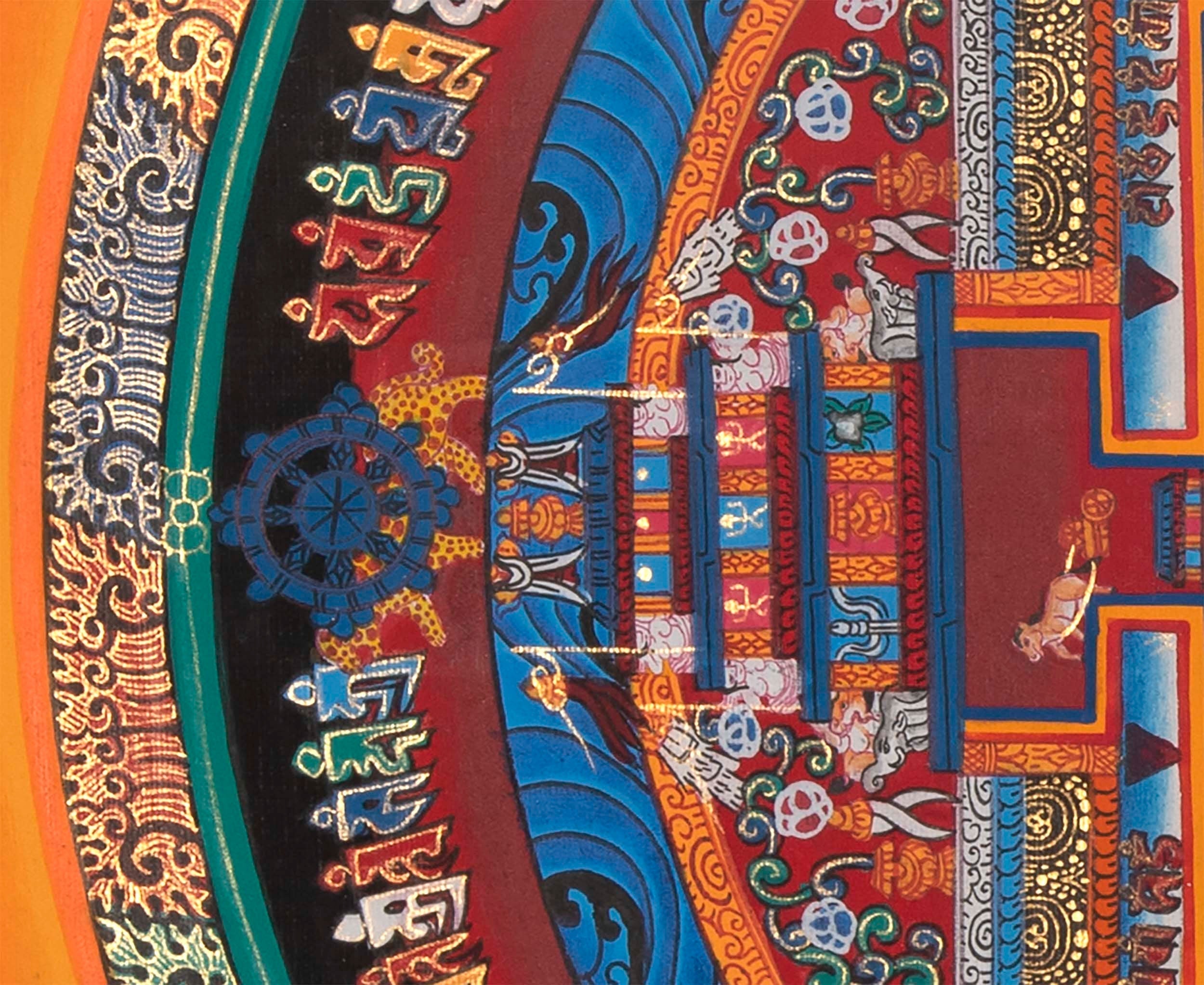 Buddhist Kalachakra Mandala Thangka | Handpainted Religious Artwork | Wall Hanging Decor