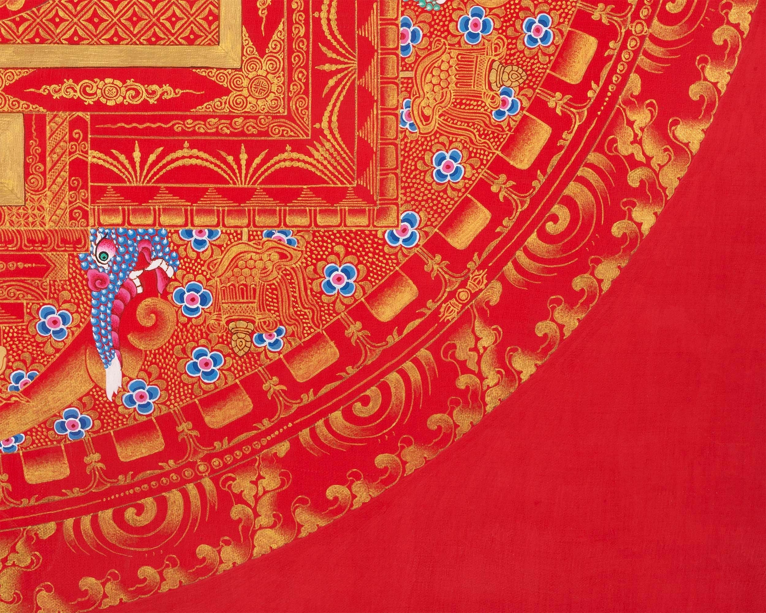 Jhambala Mandala Thangka | Spiritual Asian Art | Buddhist Crafts Decor