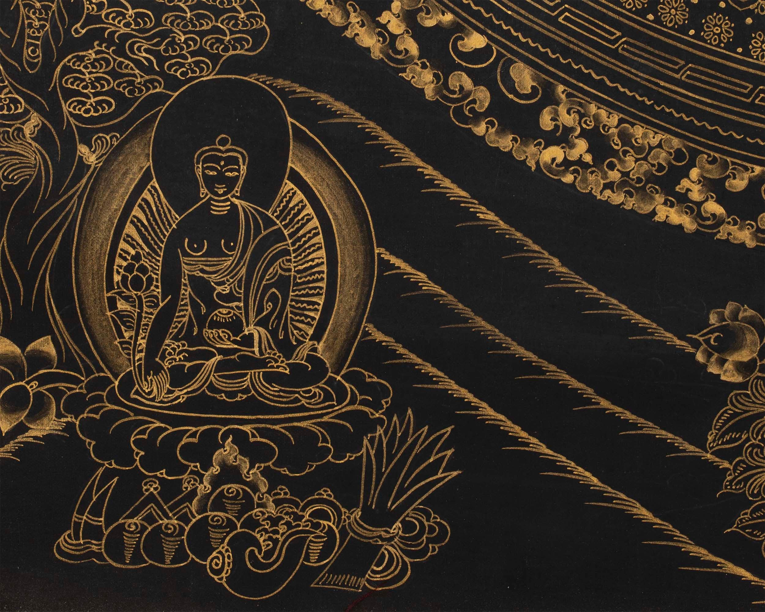 Vintage Black and Gold Avalokiteshvara Mandala | Religious Gift Ideas