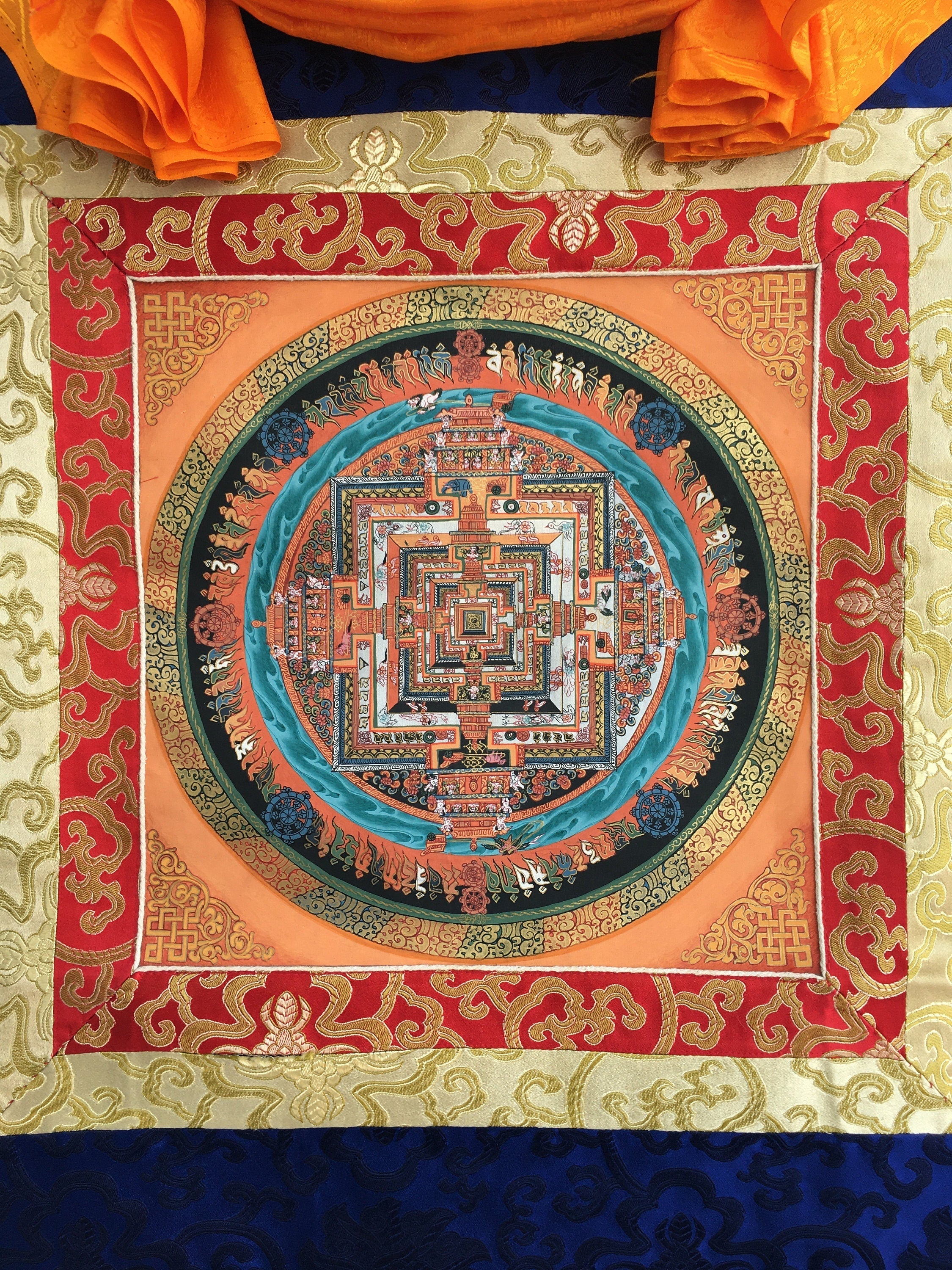 Hand Painted Kalchakra Mandala Art from Nepal | Tibetan Mandala Canvas Art