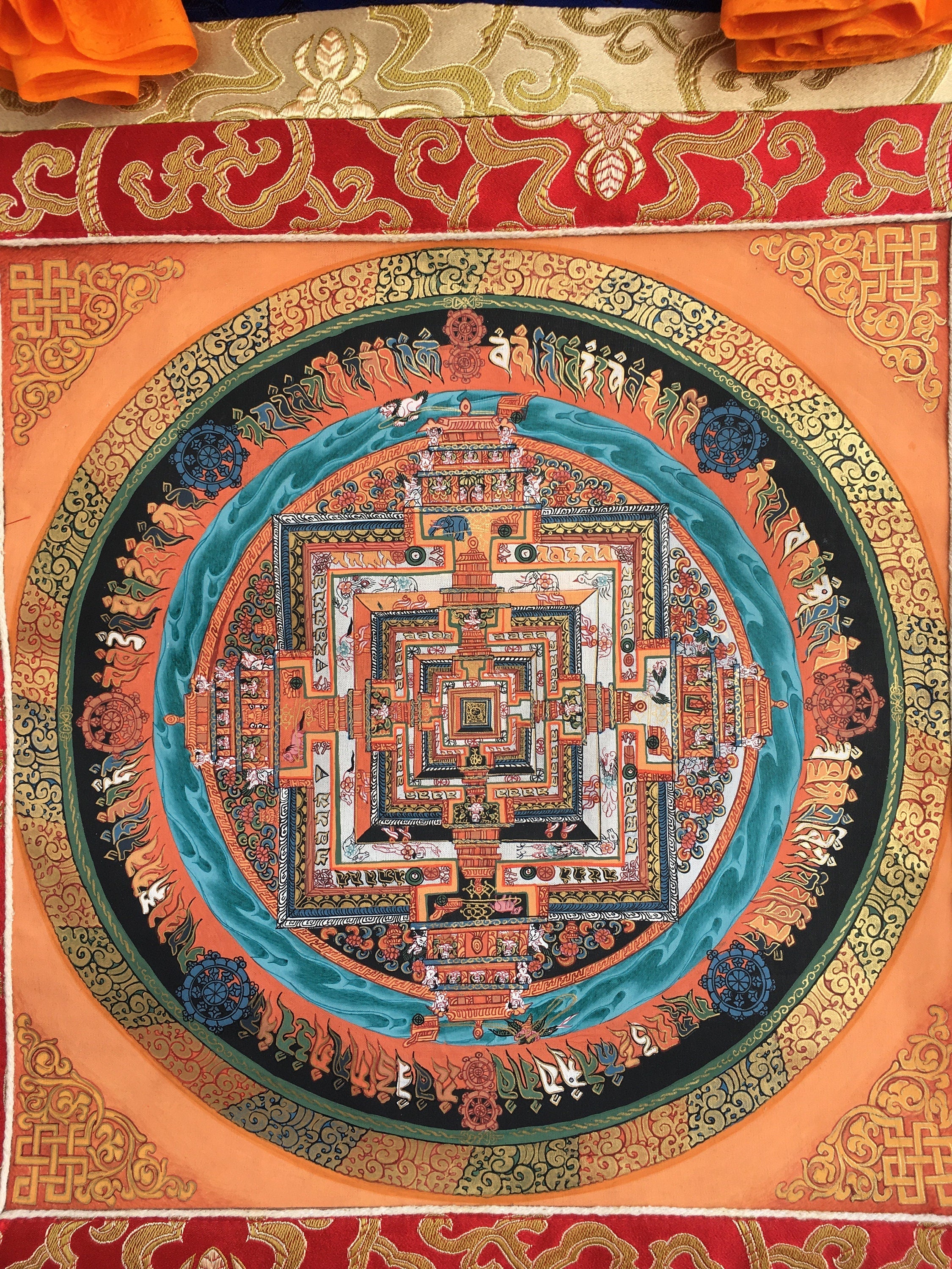 Hand Painted Kalchakra Mandala Art from Nepal | Tibetan Mandala Canvas Art