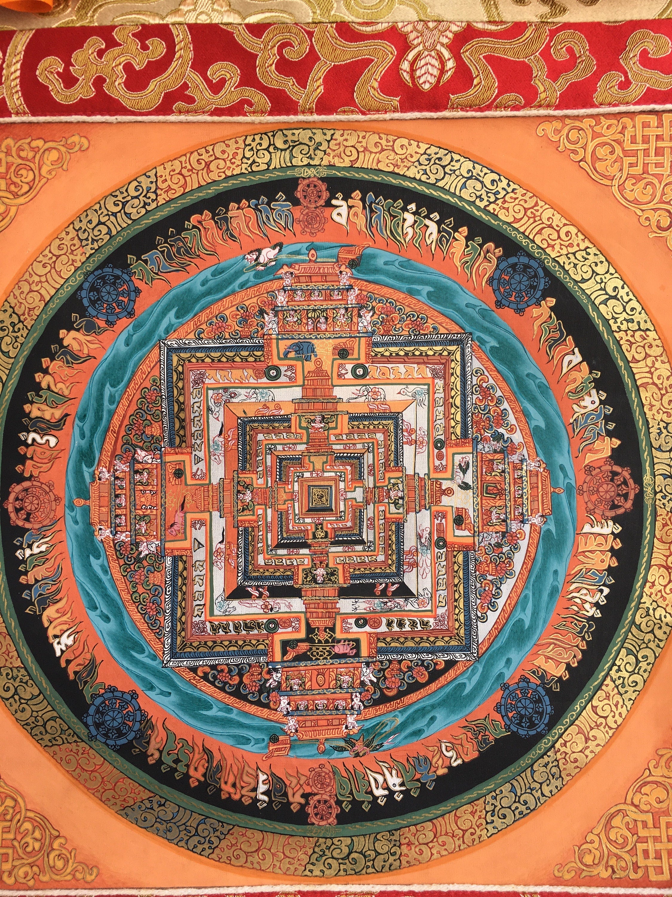 Hand Painted Kalchakra Mandala Art from Nepal | Tibetan Mandala Canvas Art