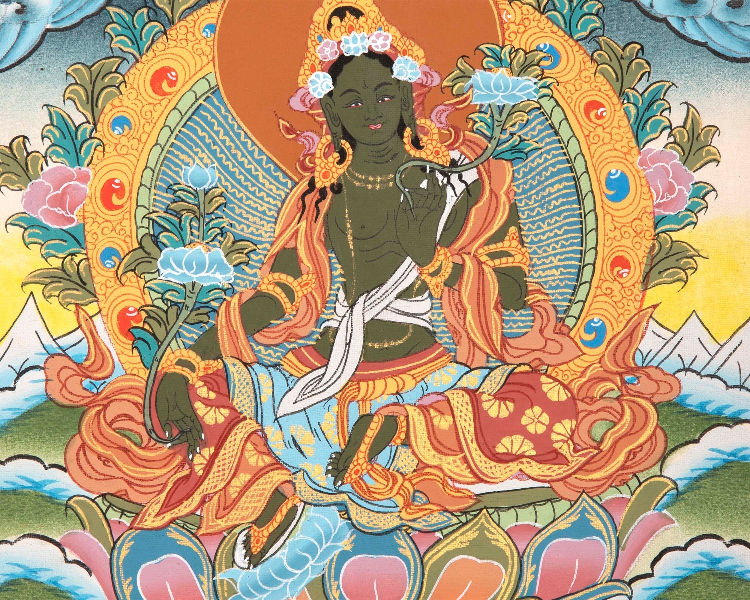 Green Tara Thangka | Wall Decoration Painting