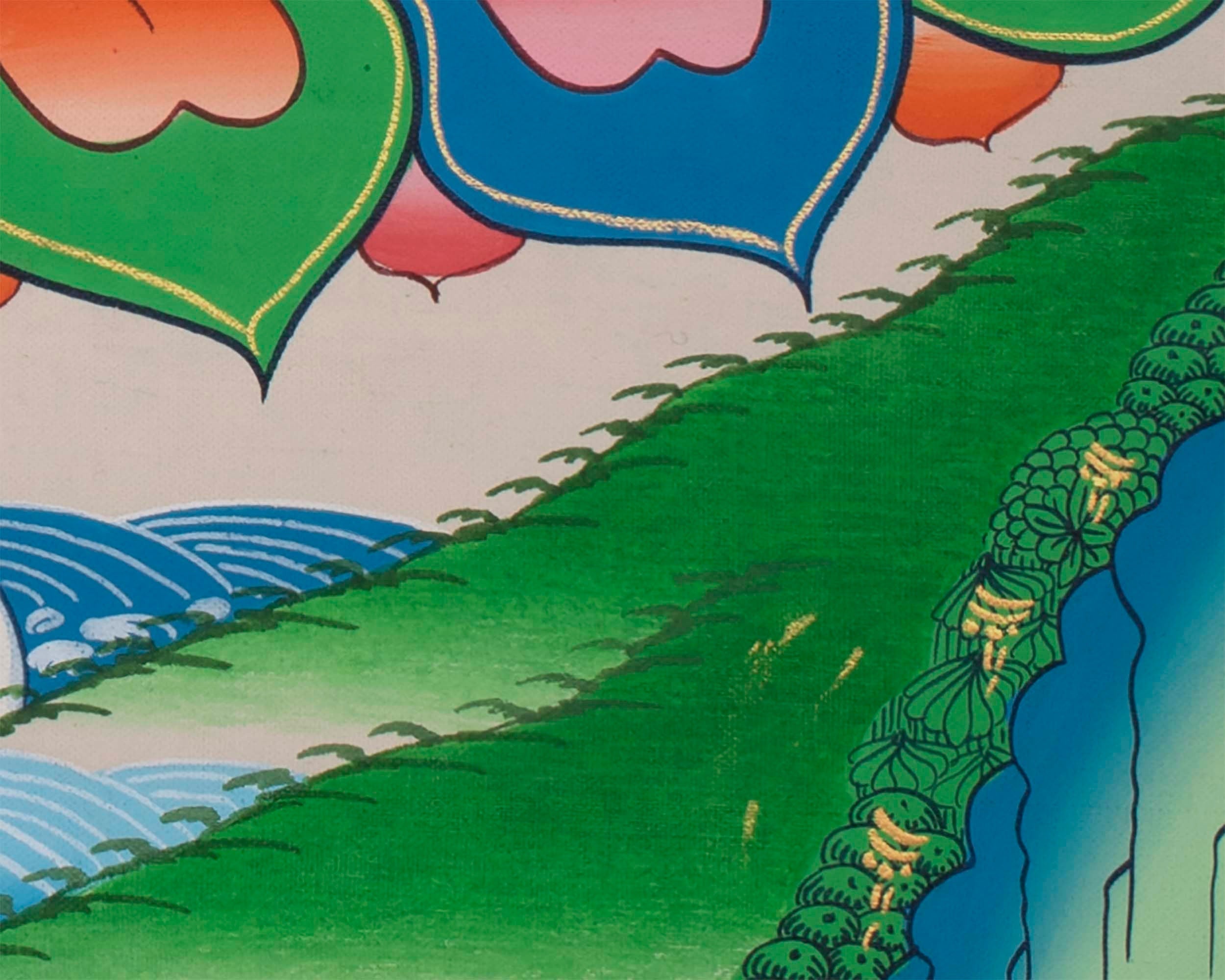 Tibetan Kubera Thangka | Dzambala Thangka Art | Original Hand Painted Wall Decor