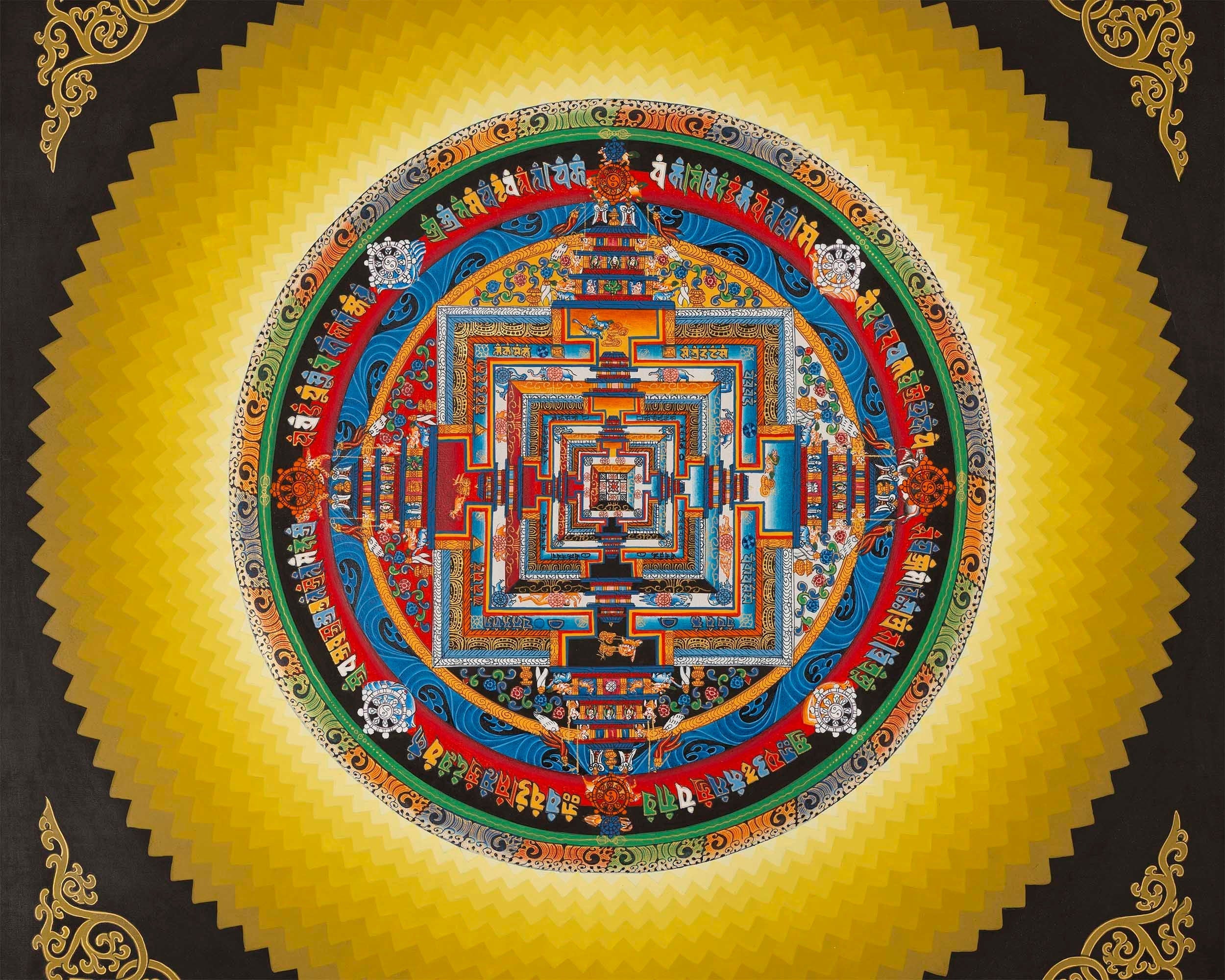 Round Halo Kalachakra Thangka | Tibetan Mandala Art | Wall Hanging Decoration