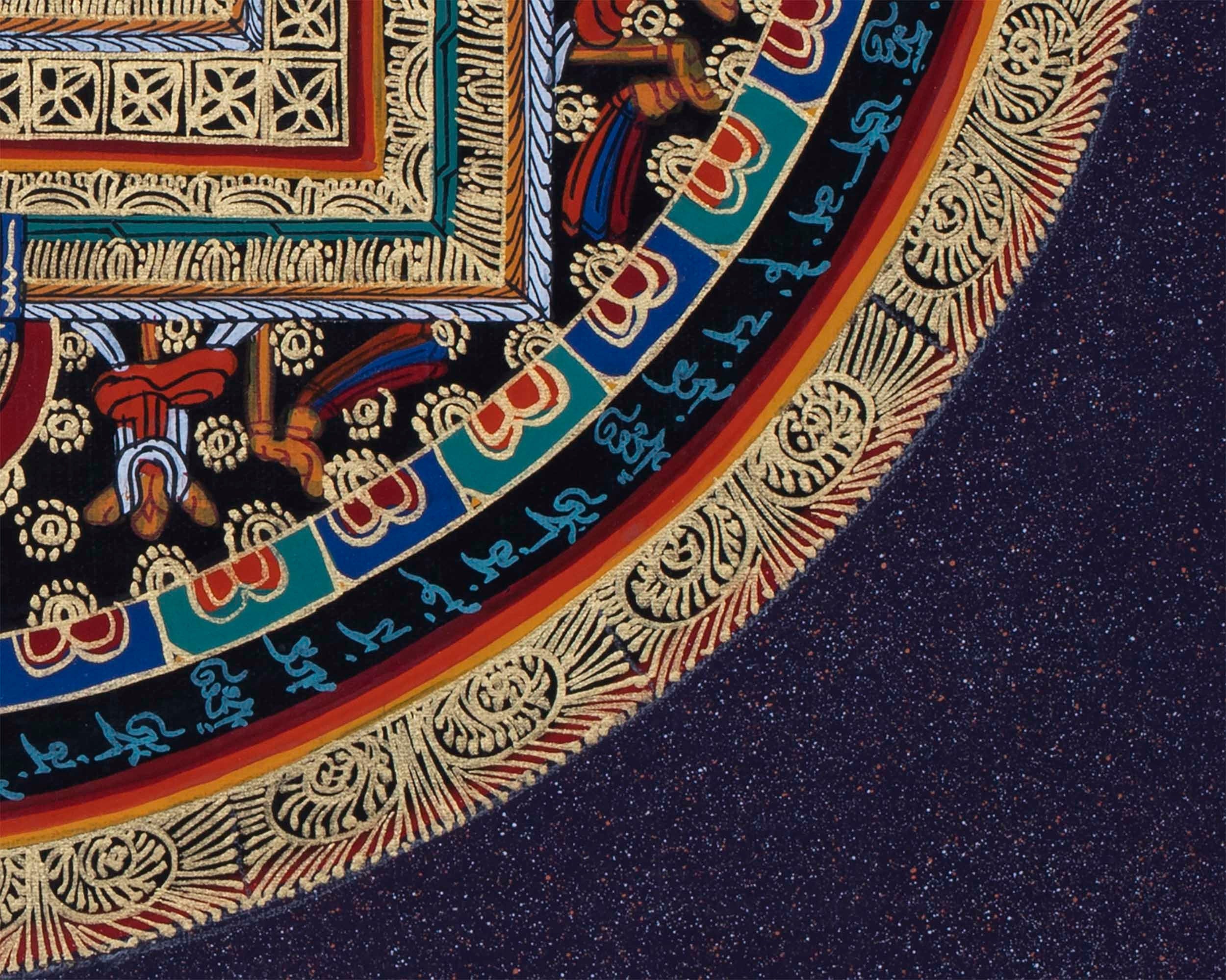 Om Mani Padme Hum Mandala Thangka | Sacred Thangka Painting for Meditation | Tibetan Wall Decoration Painting | Good Luck Art