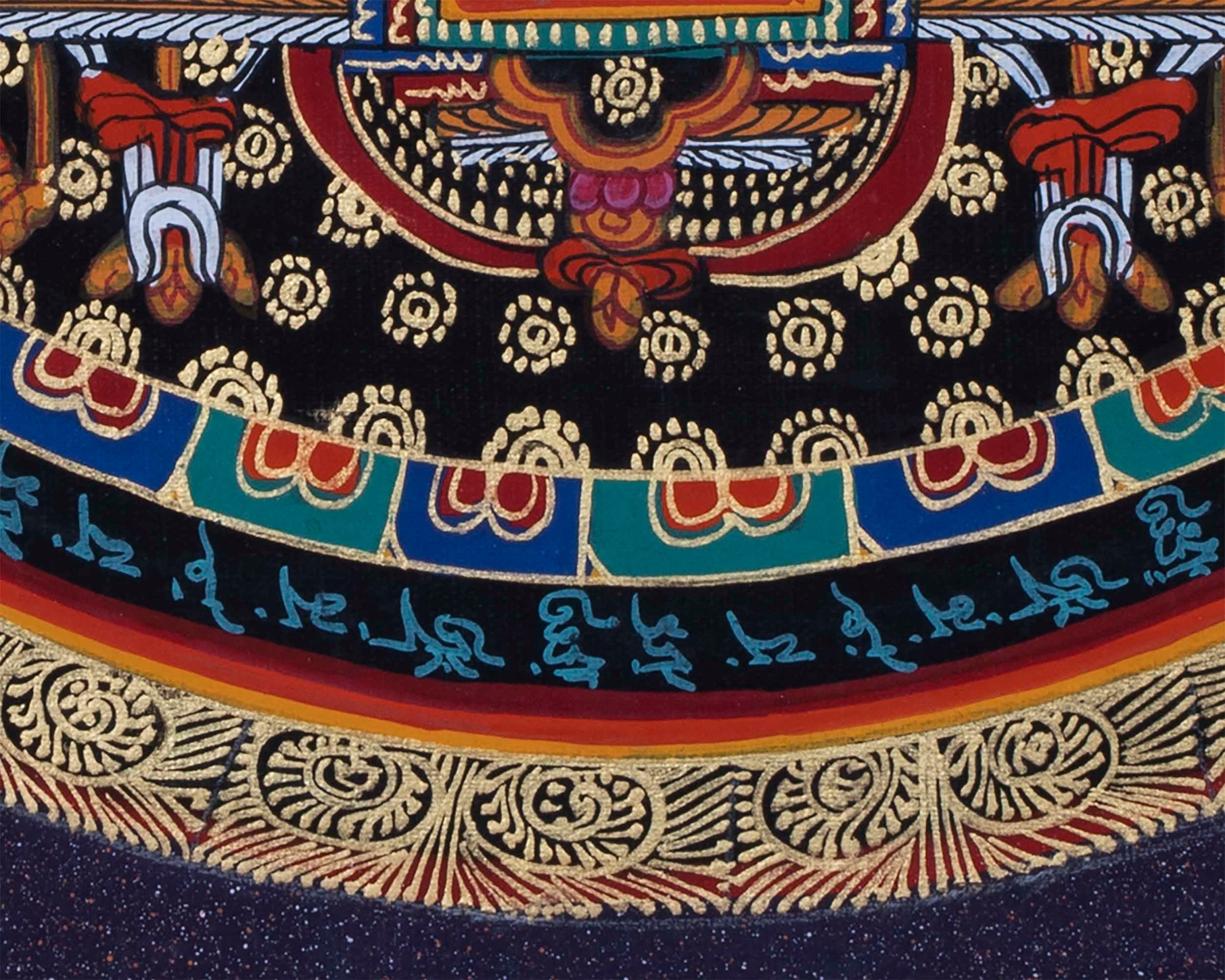 Om Mani Padme Hum Mandala Thangka | Sacred Thangka Painting for Meditation | Tibetan Wall Decoration Painting | Good Luck Art