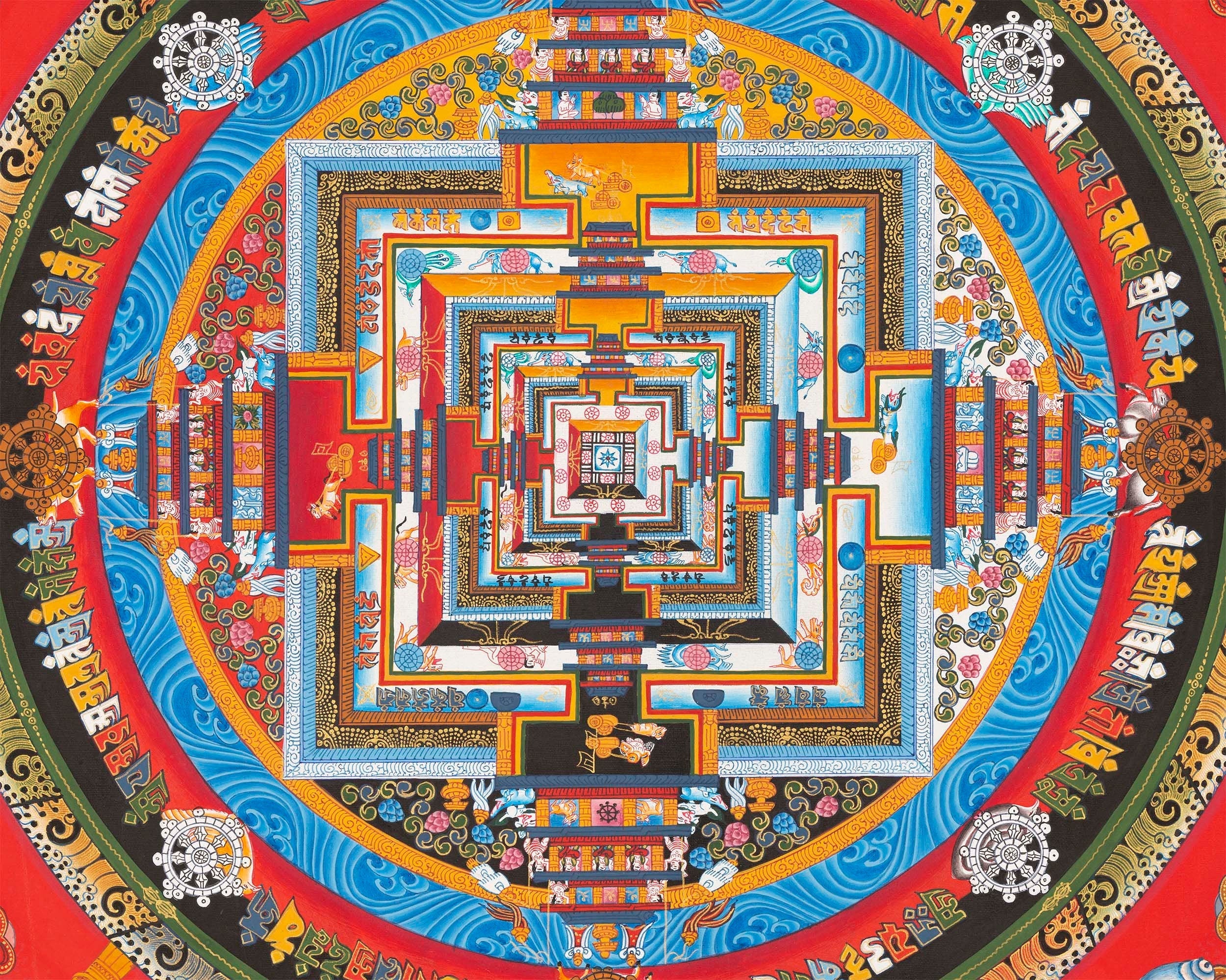 Kalachakra Mandala Thangka In fine Quality | Wheel Of Time | Buddhist Art | Wall Hanging Yoga Meditation Canvas Art | Tibetan Buddhist Art