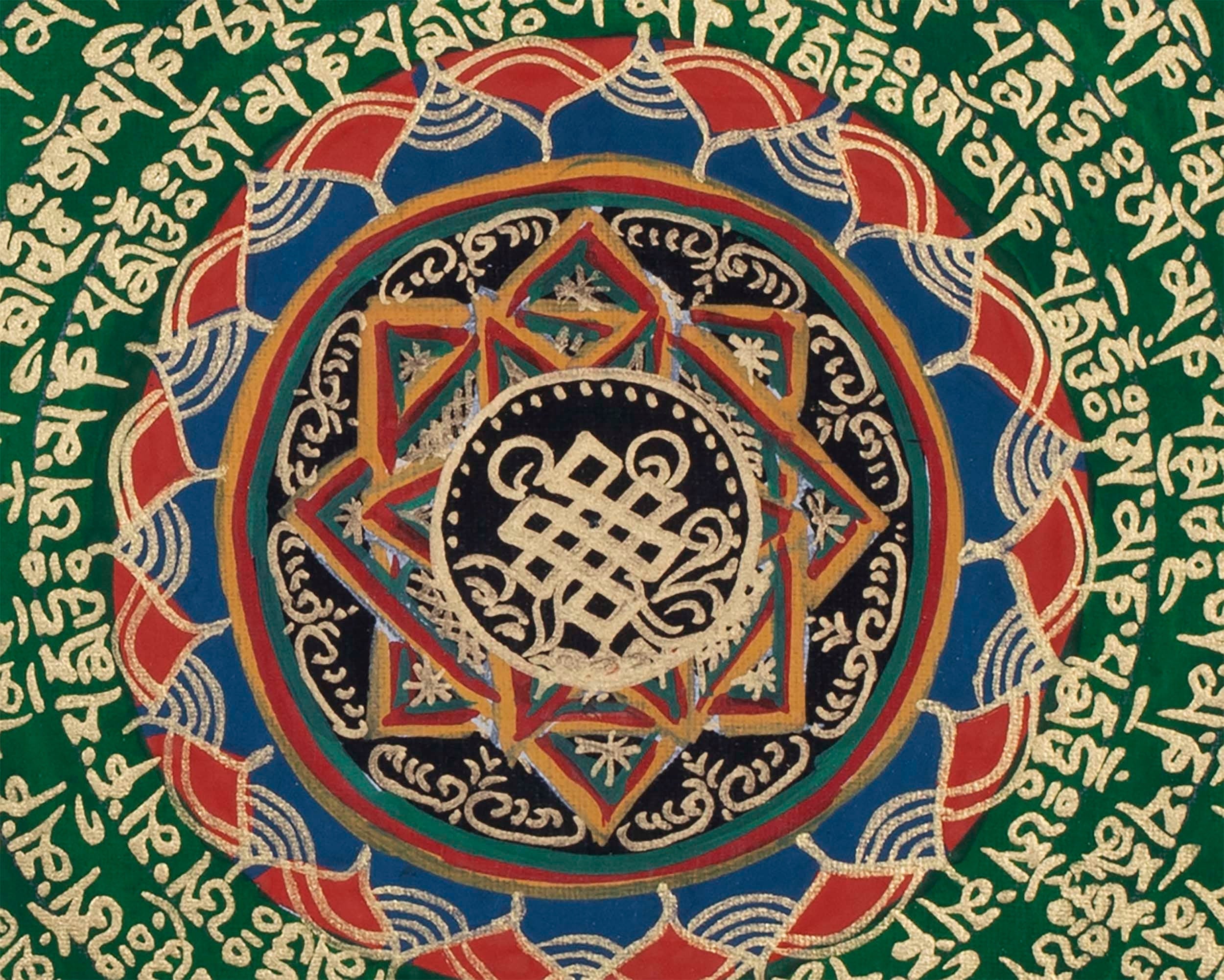 Endless Knot Mantra Thangka | Traditional Mandala Art | Wall Hanging Decoration