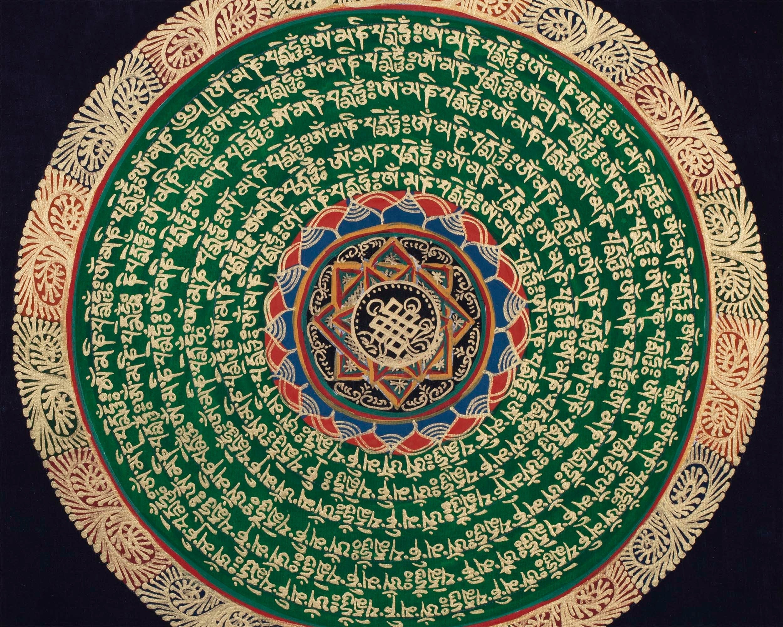 Endless Knot Mantra Thangka | Traditional Mandala Art | Wall Hanging Decoration