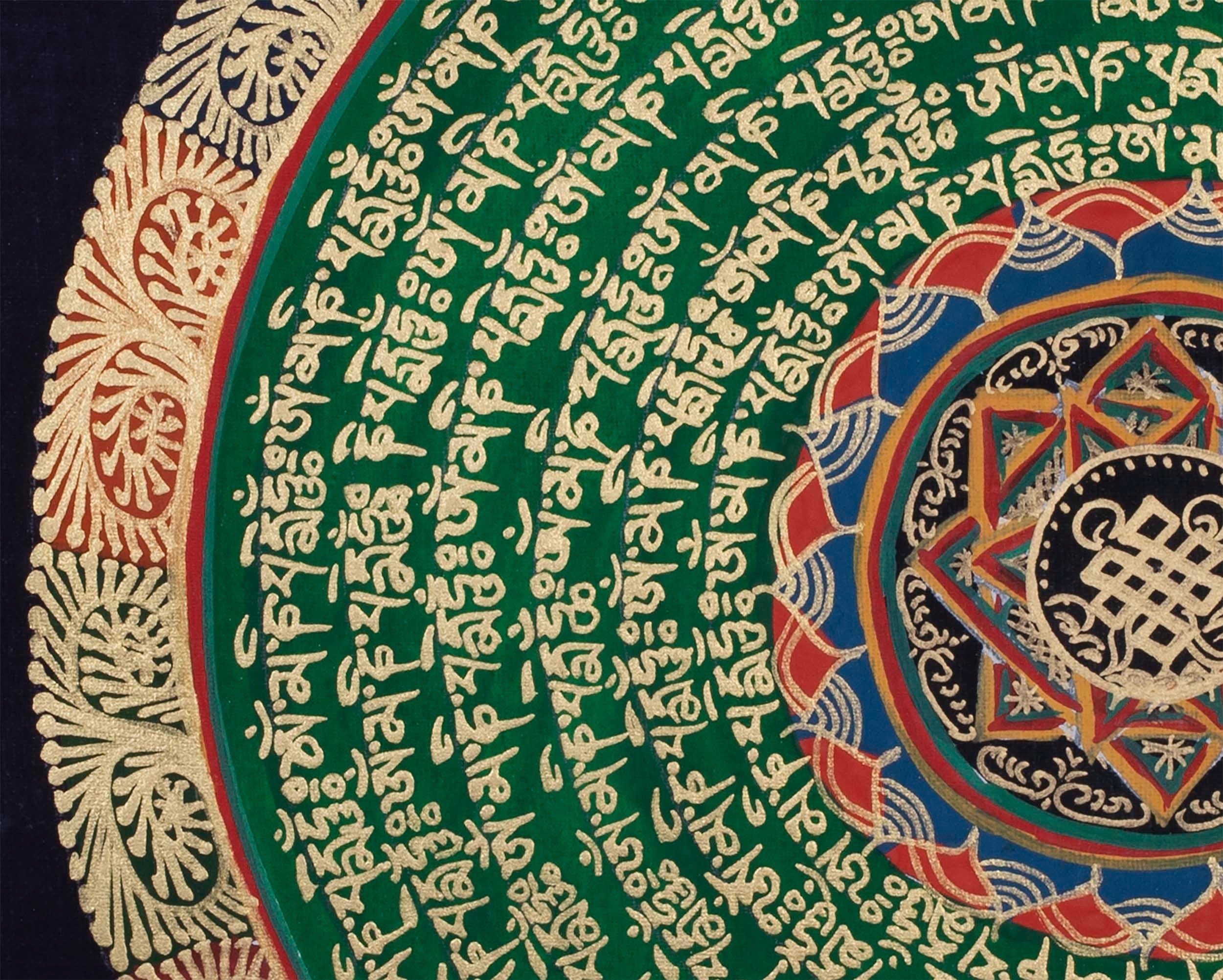 Endless Knot Mantra Thangka | Traditional Mandala Art | Wall Hanging Decoration