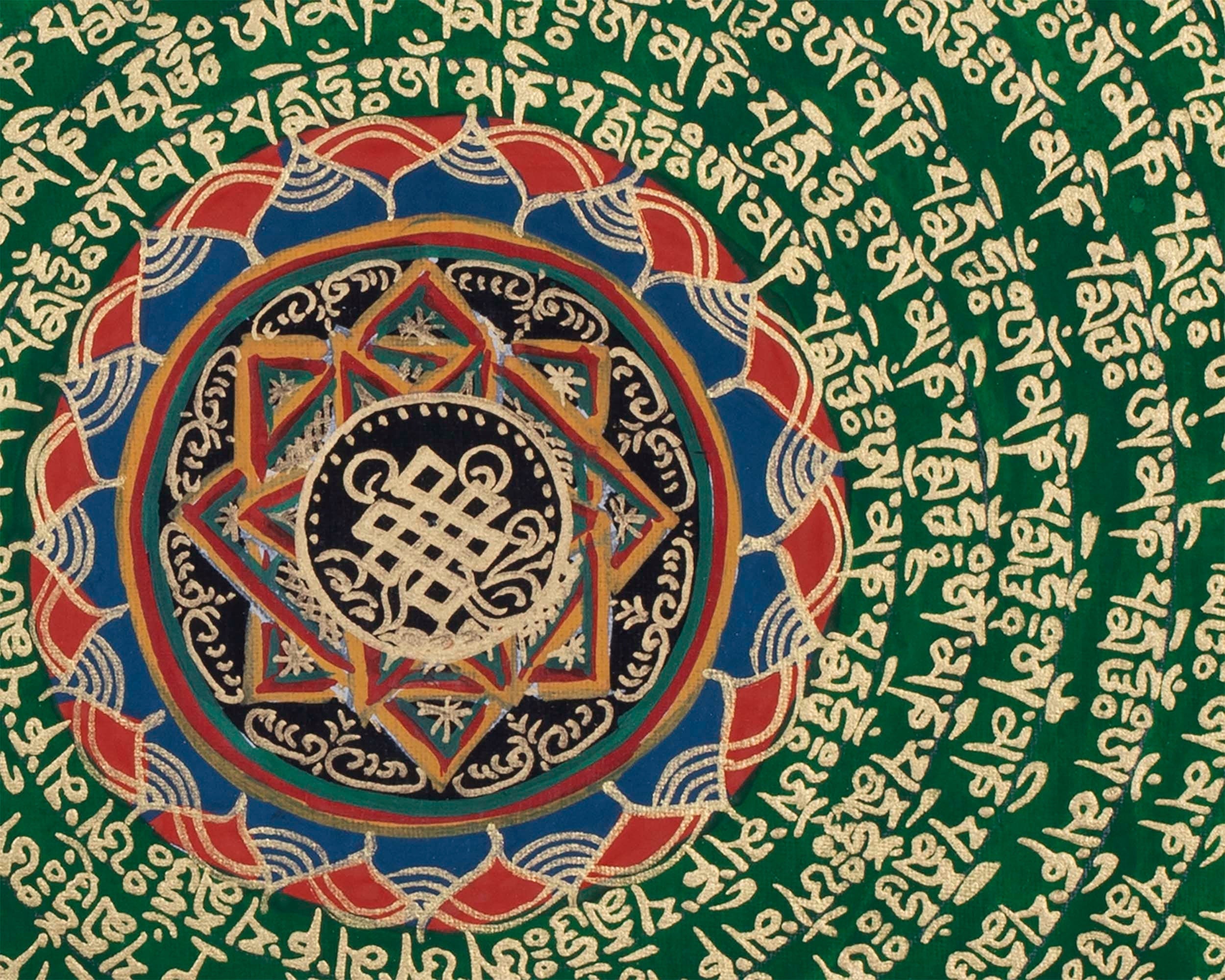 Endless Knot Mantra Thangka | Traditional Mandala Art | Wall Hanging Decoration