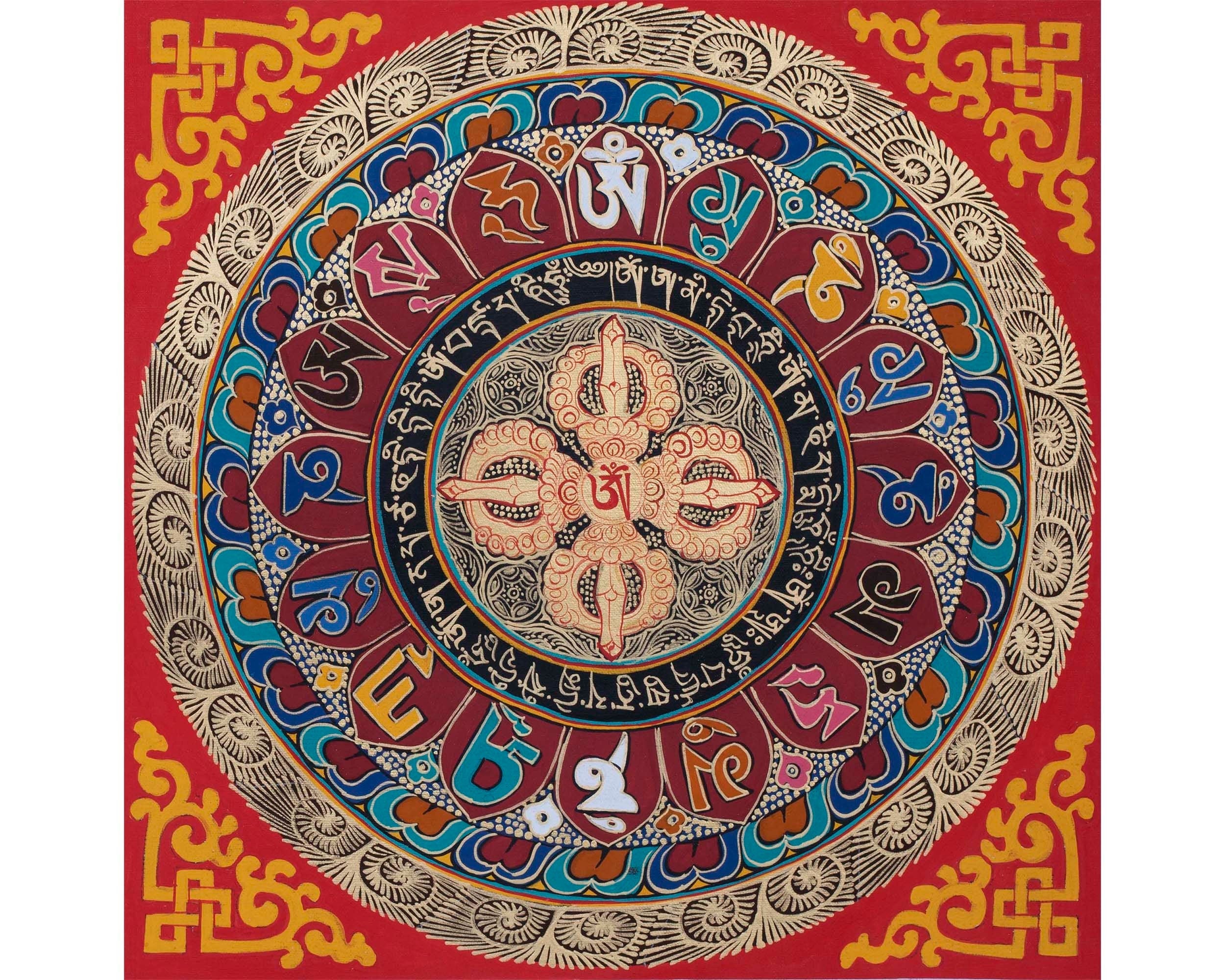 Double Dorje Mandala | Wall Hanging Yoga Meditation Canvas Art