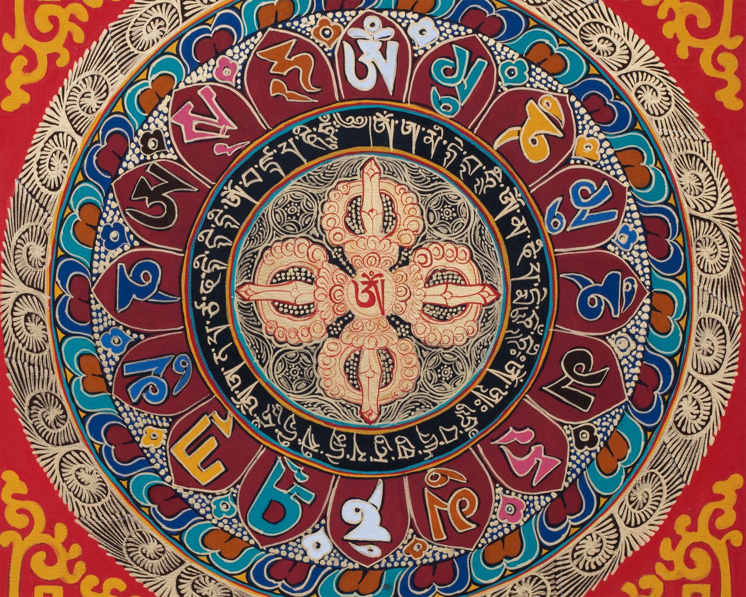 Double Dorje Mandala | Wall Hanging Yoga Meditation Canvas Art