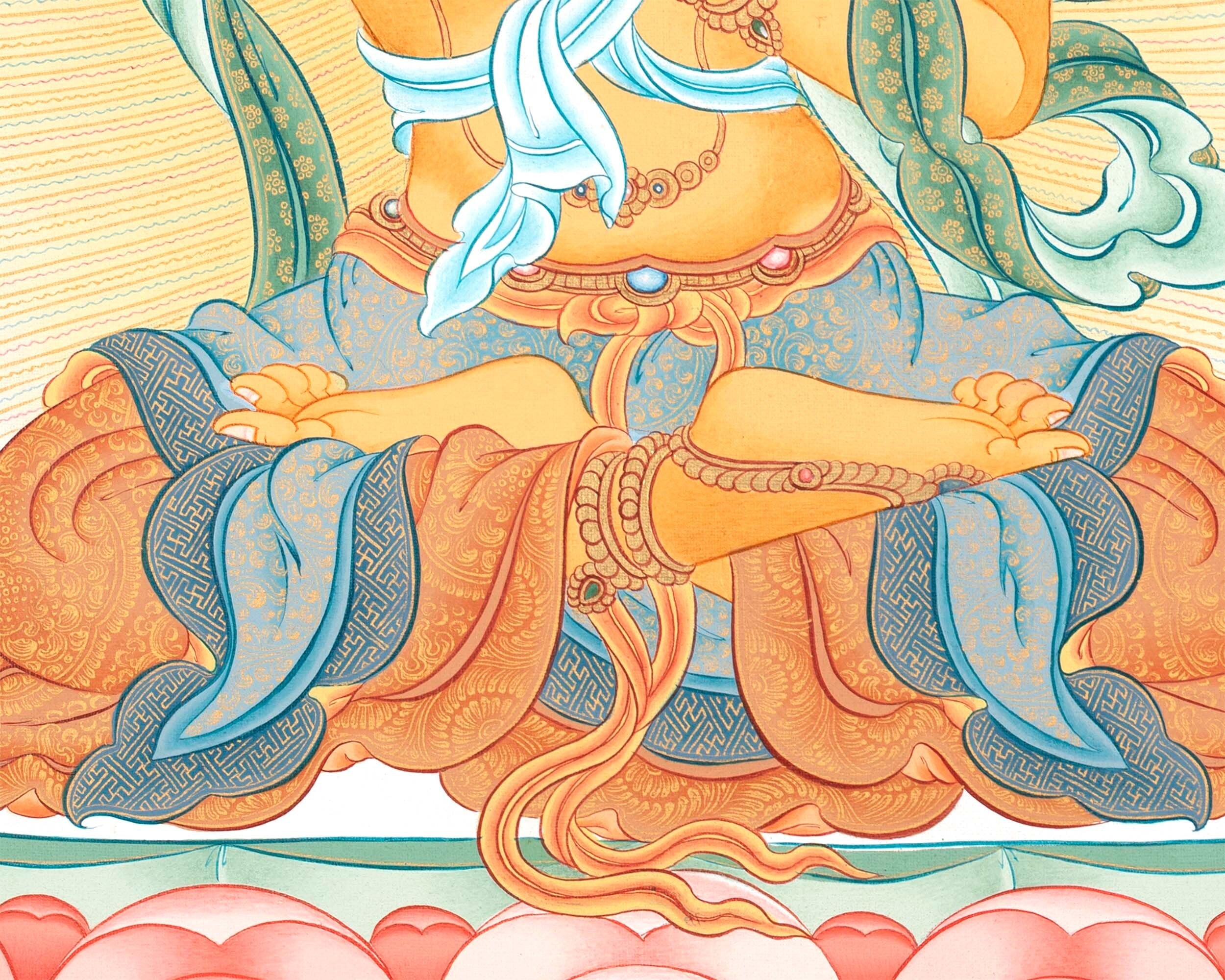 Tibetan Manjushree Thangka | Bodhisattva of Wisdom and Power | Wall Hanging Decors