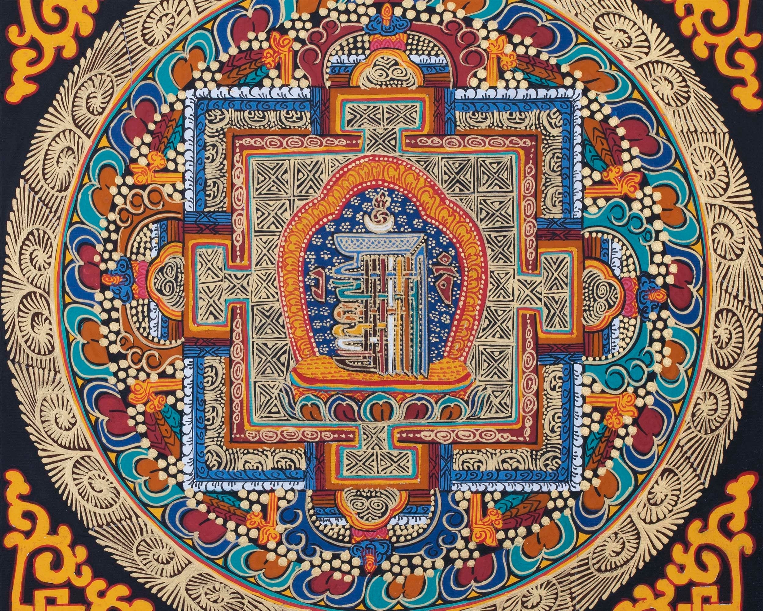 Kalachakra Symbol Mandala | Small Size Wall Decoration Painting