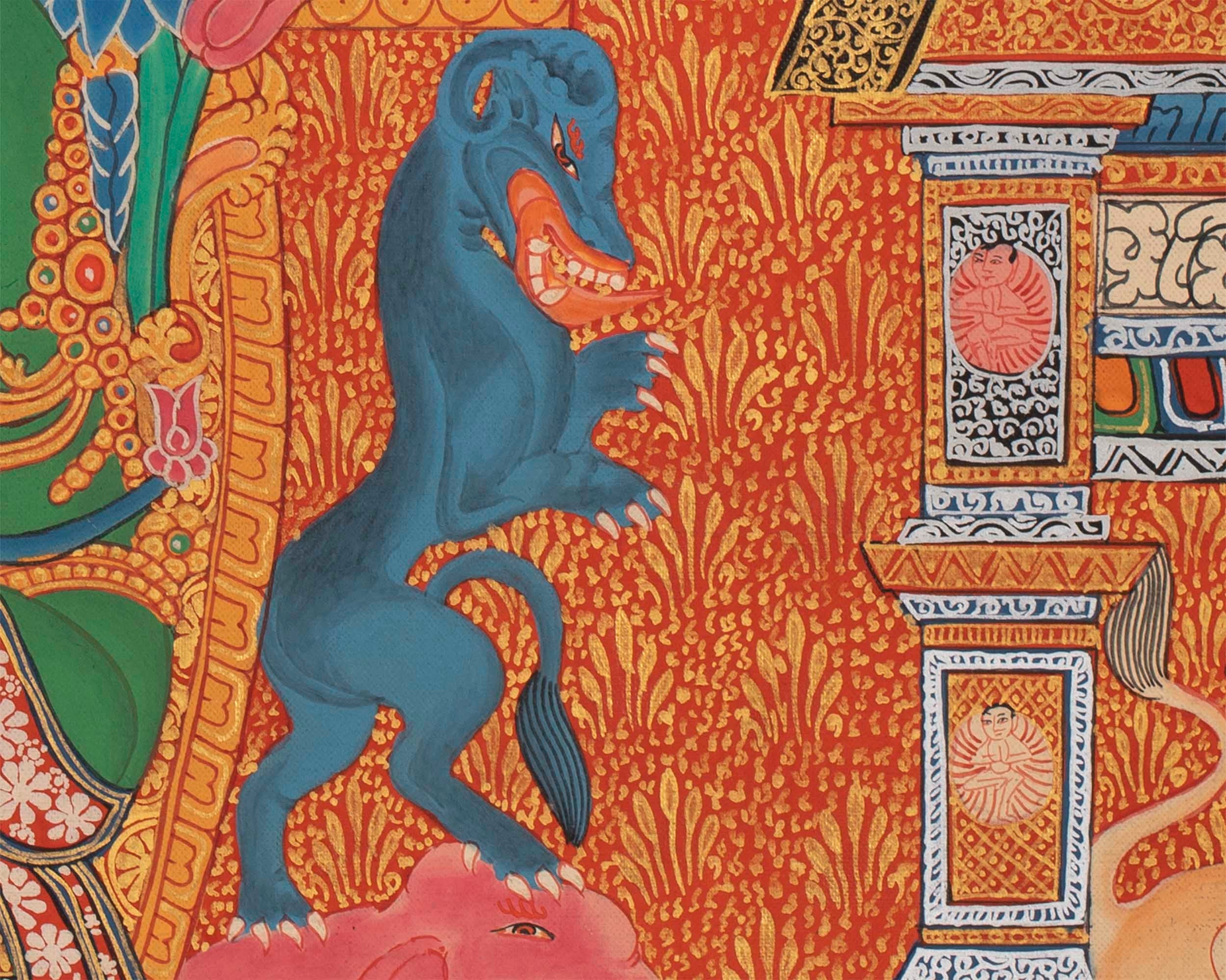 Green Tara Thangka | Wall Art | Religious Home Decor Ideas