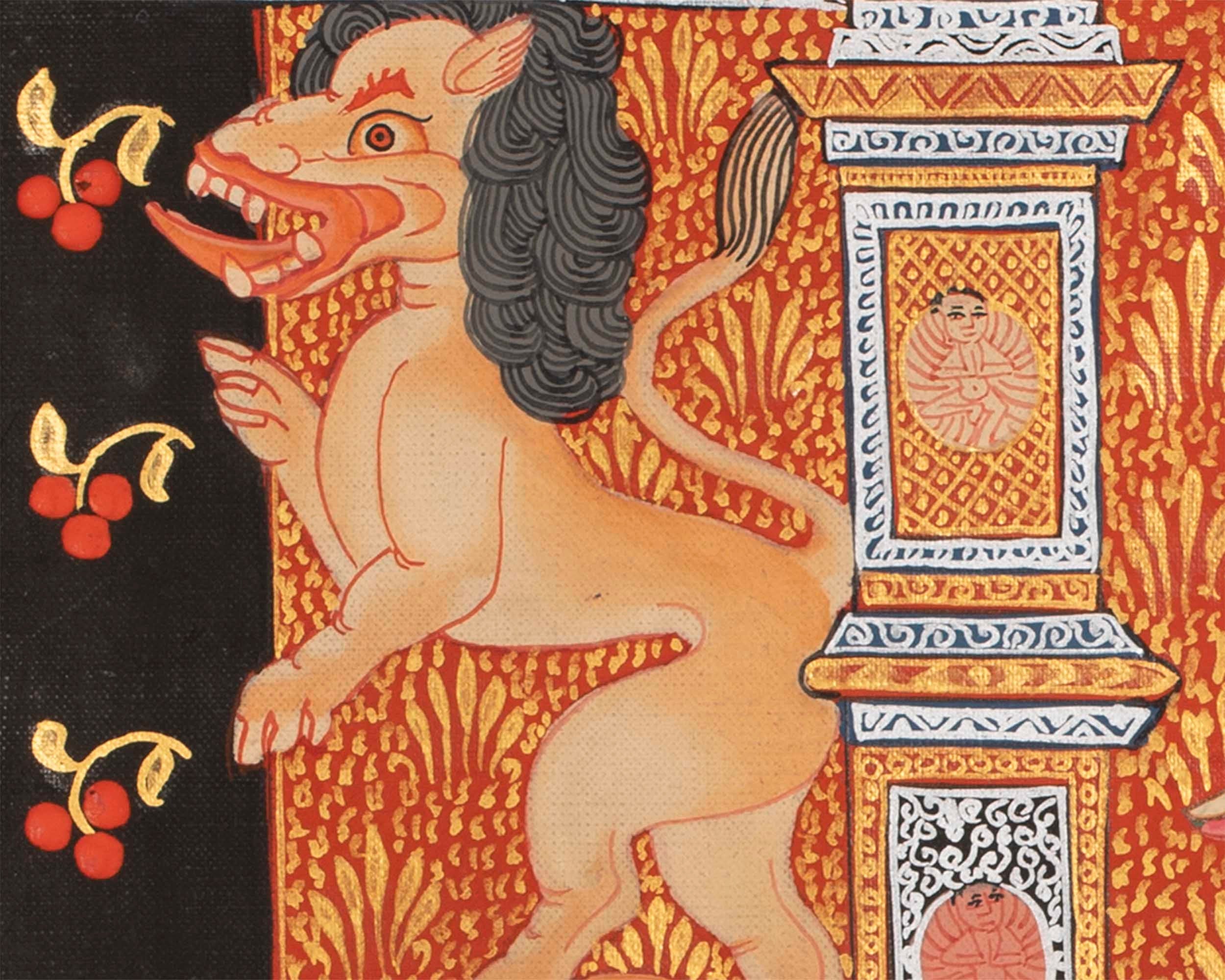 Green Tara Thangka | Wall Art | Religious Home Decor Ideas