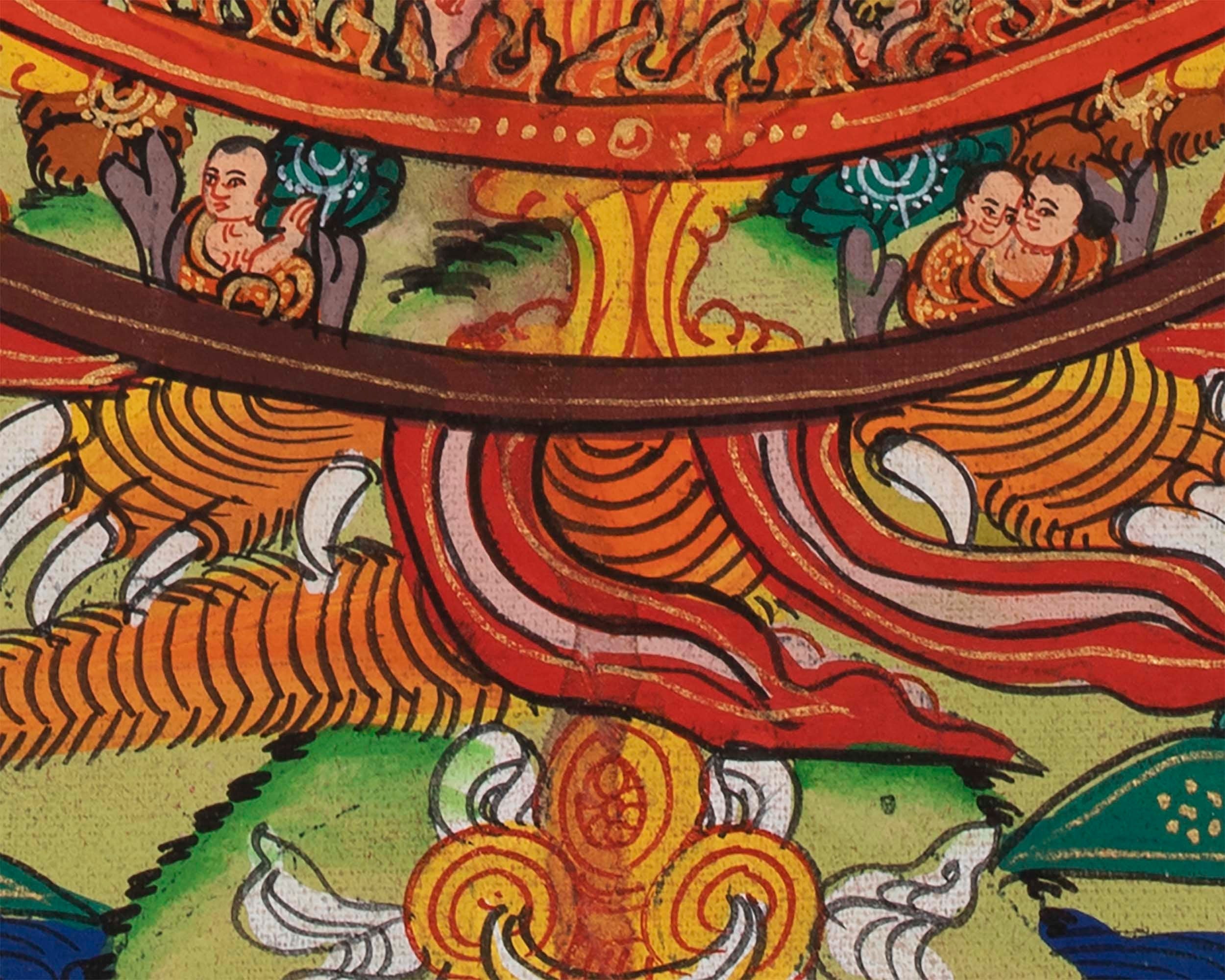 Original Hand Painted Wheel of Life Thangka | Wall Hanging Decoration for Positivity | Tibetan Thangka Art Painting for Yoga And Meditation