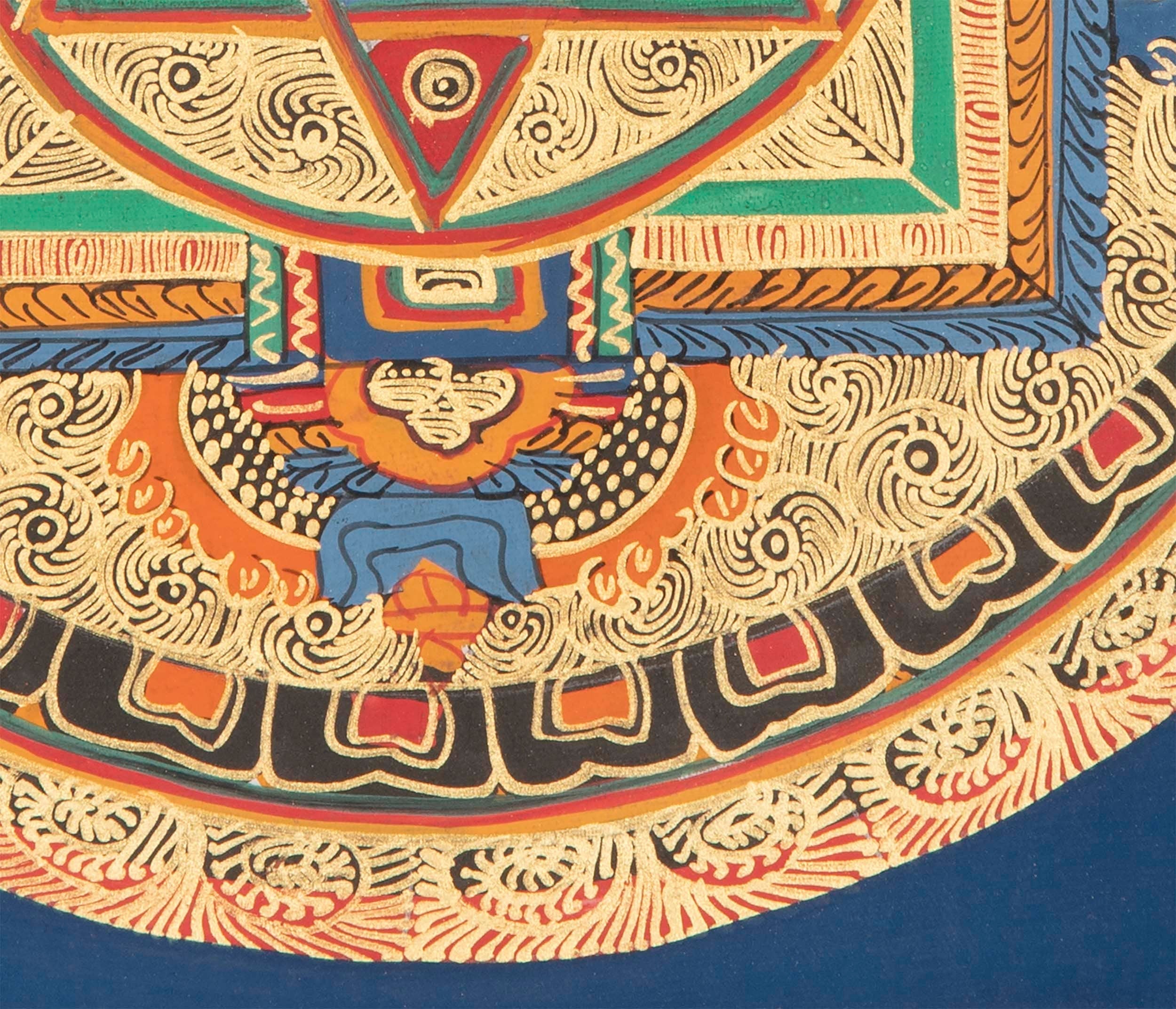 Spiritual Mantra Mandala Thangka | Handpainted Buddhist Artwork | Religious Wall Decor