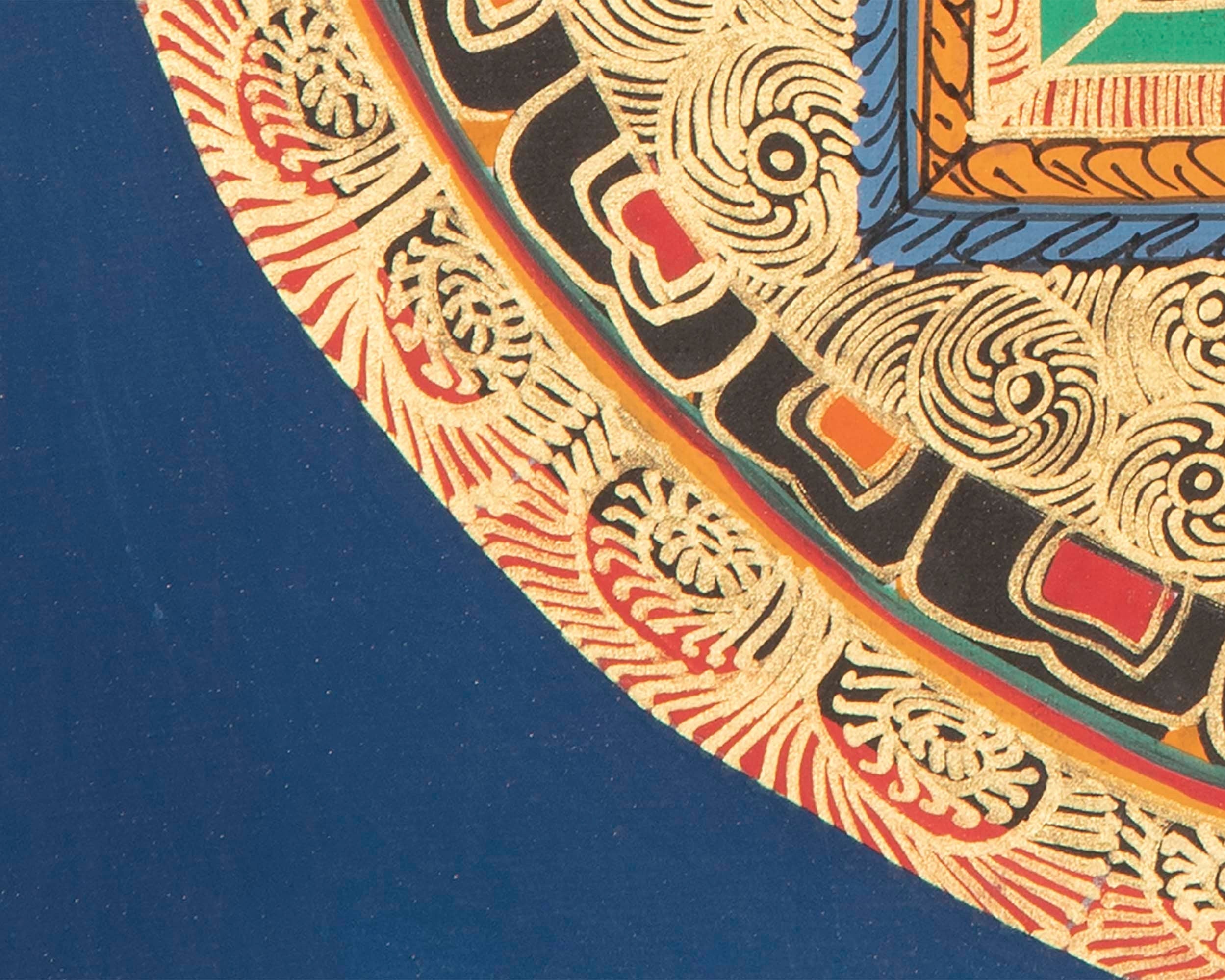 Spiritual Mantra Mandala Thangka | Handpainted Buddhist Artwork | Religious Wall Decor