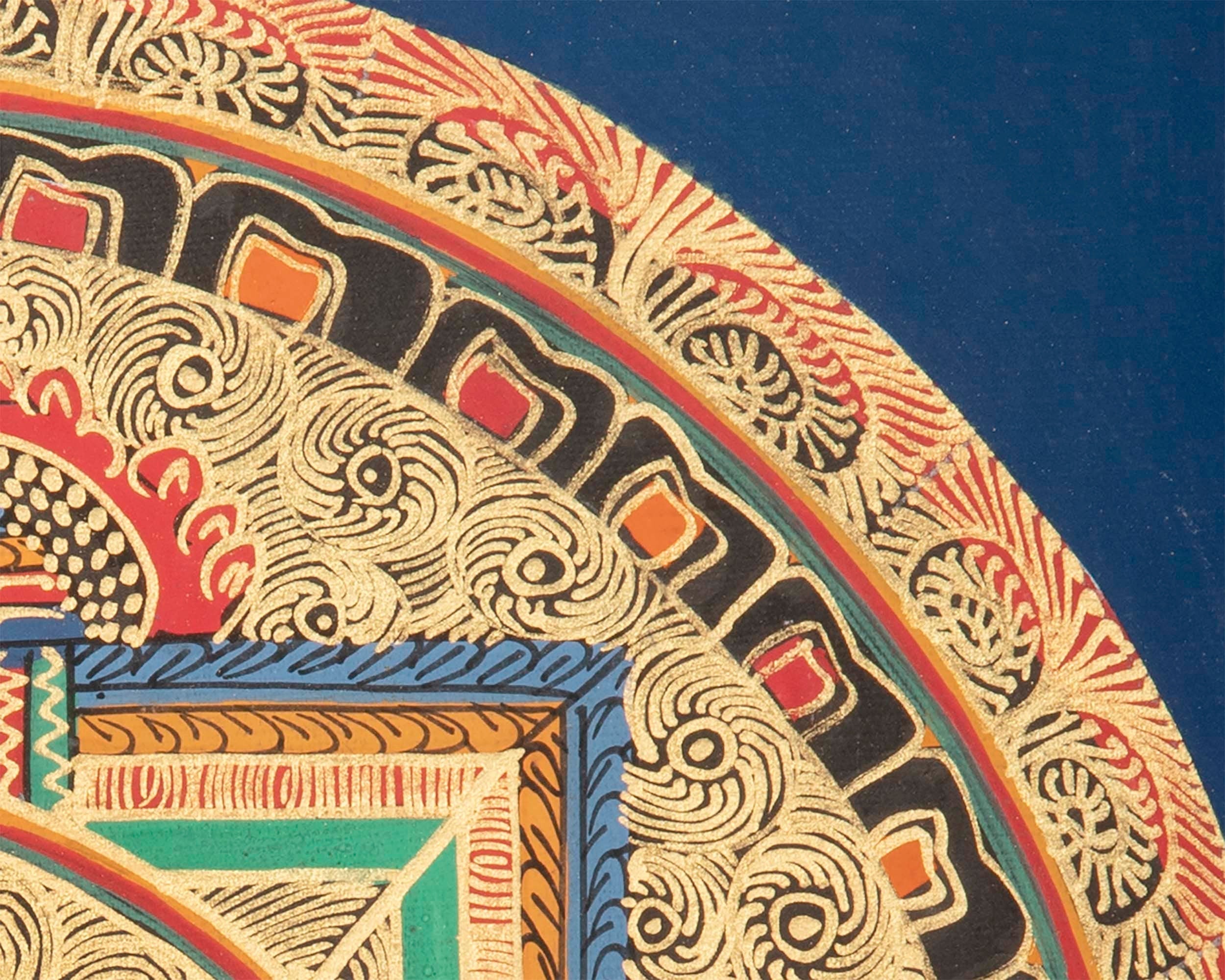 Spiritual Mantra Mandala Thangka | Handpainted Buddhist Artwork | Religious Wall Decor