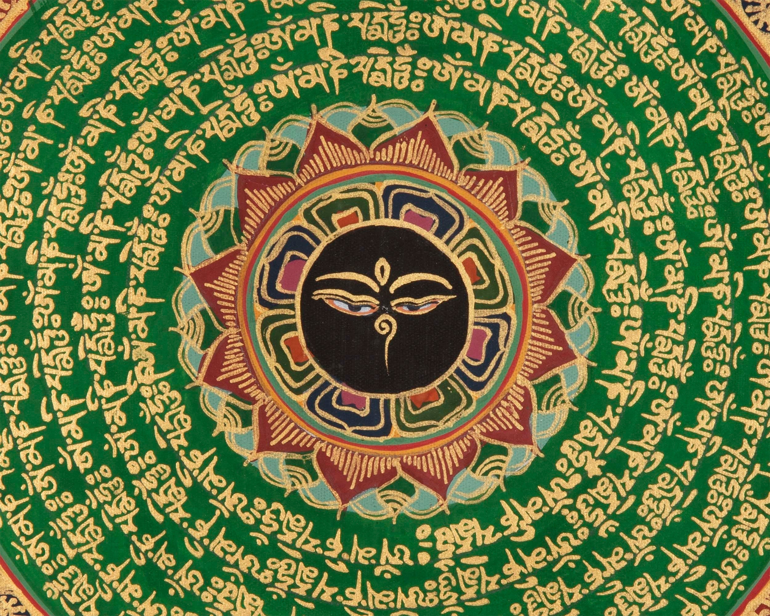 Green Mandala Thangka | Hand Painted Tibetan thangka
