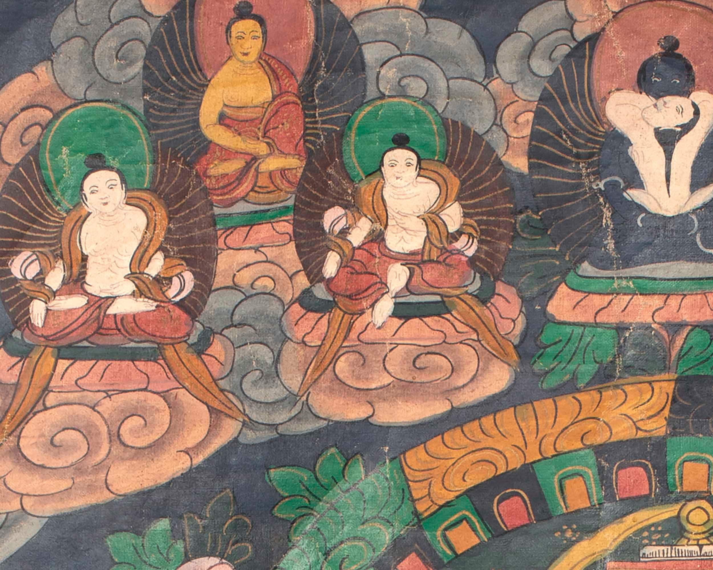 Vintage Buddha Mandala | Meditation Canvas Art Buddhist Thangka