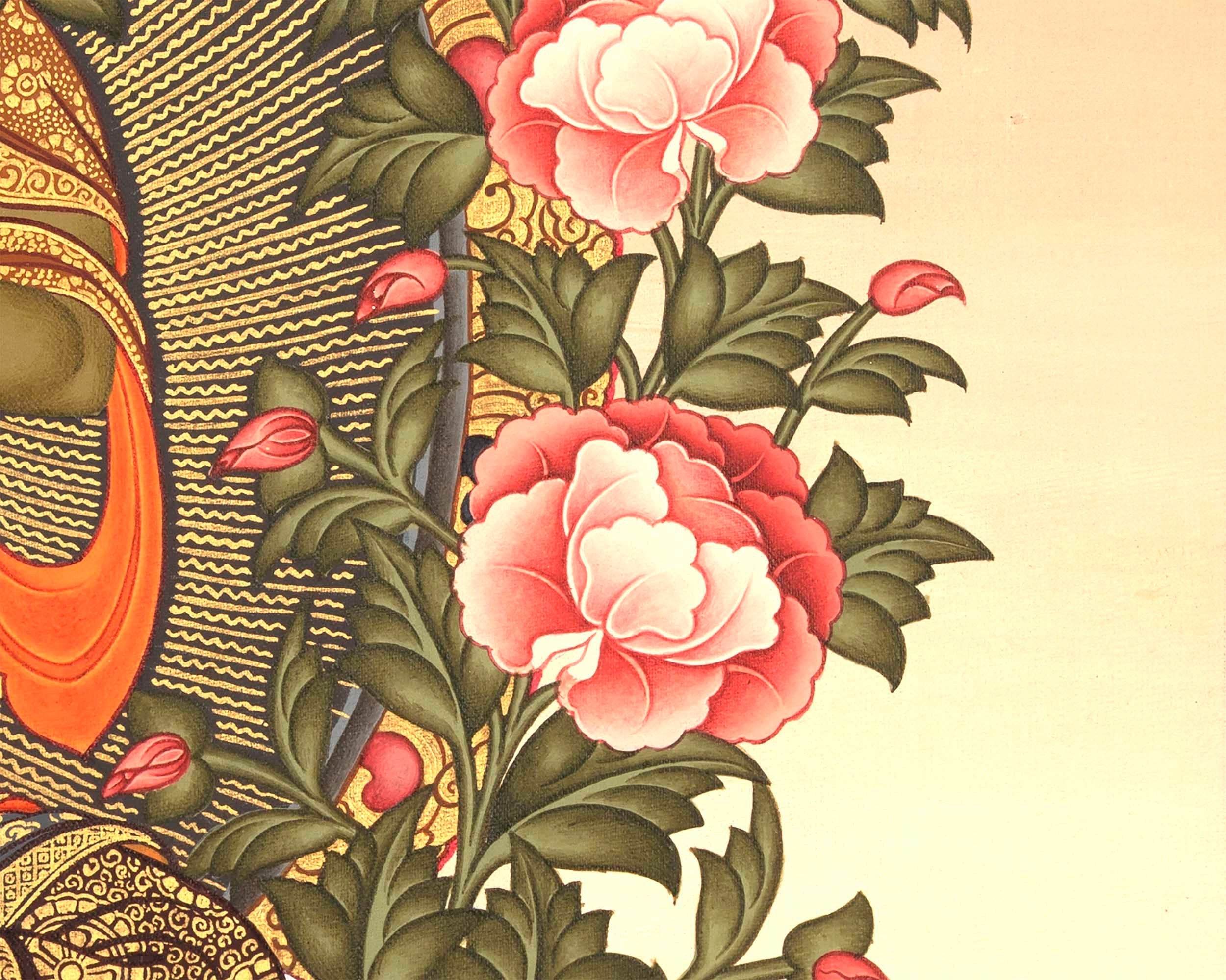 Green Tara Mother Goddess Thangka Painting | Spiritual Meditation Canvas Art